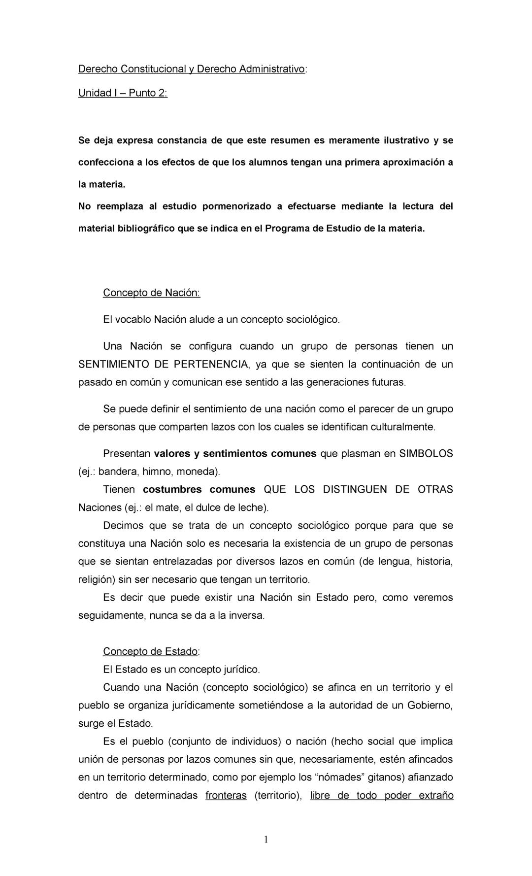 DERECHO CONSTITUCIONAL Y DERECHO ADMINISTRATIVO:
Se deja expresa constancia de que este resumen es meramente ilustrativo y se
confecciona a