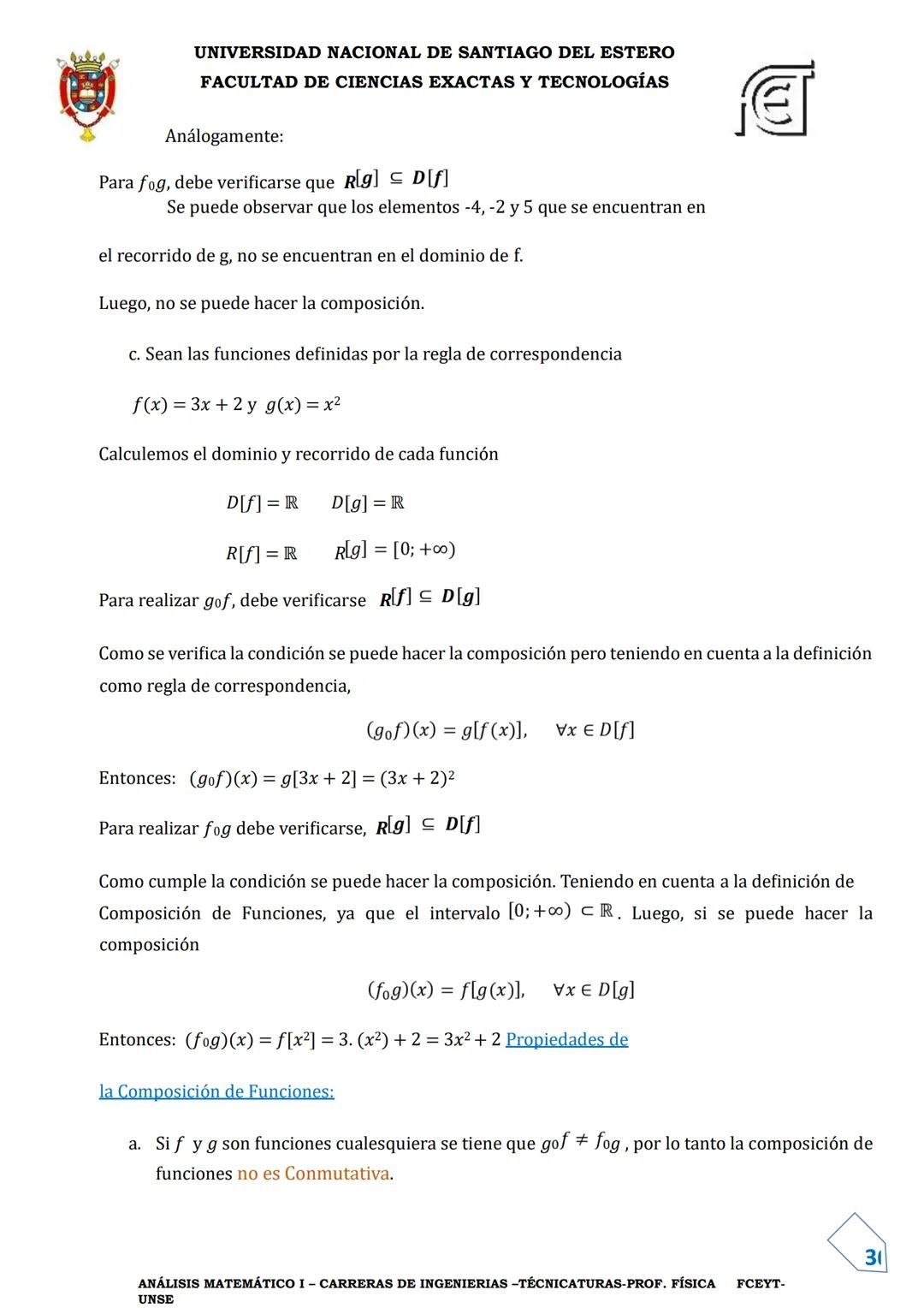 UNIVERSIDAD NACIONAL DE SANTIAGO DEL ESTERO
FACULTAD DE CIENCIAS EXACTAS Y TECNOLOGÍAS
DEPARTAMENTO ACADÉMICO DE MATEMÁTICA
ANÁLISIS MATEMÁT
