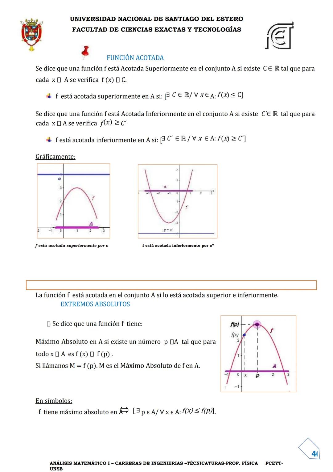 UNIVERSIDAD NACIONAL DE SANTIAGO DEL ESTERO
FACULTAD DE CIENCIAS EXACTAS Y TECNOLOGÍAS
DEPARTAMENTO ACADÉMICO DE MATEMÁTICA
ANÁLISIS MATEMÁT