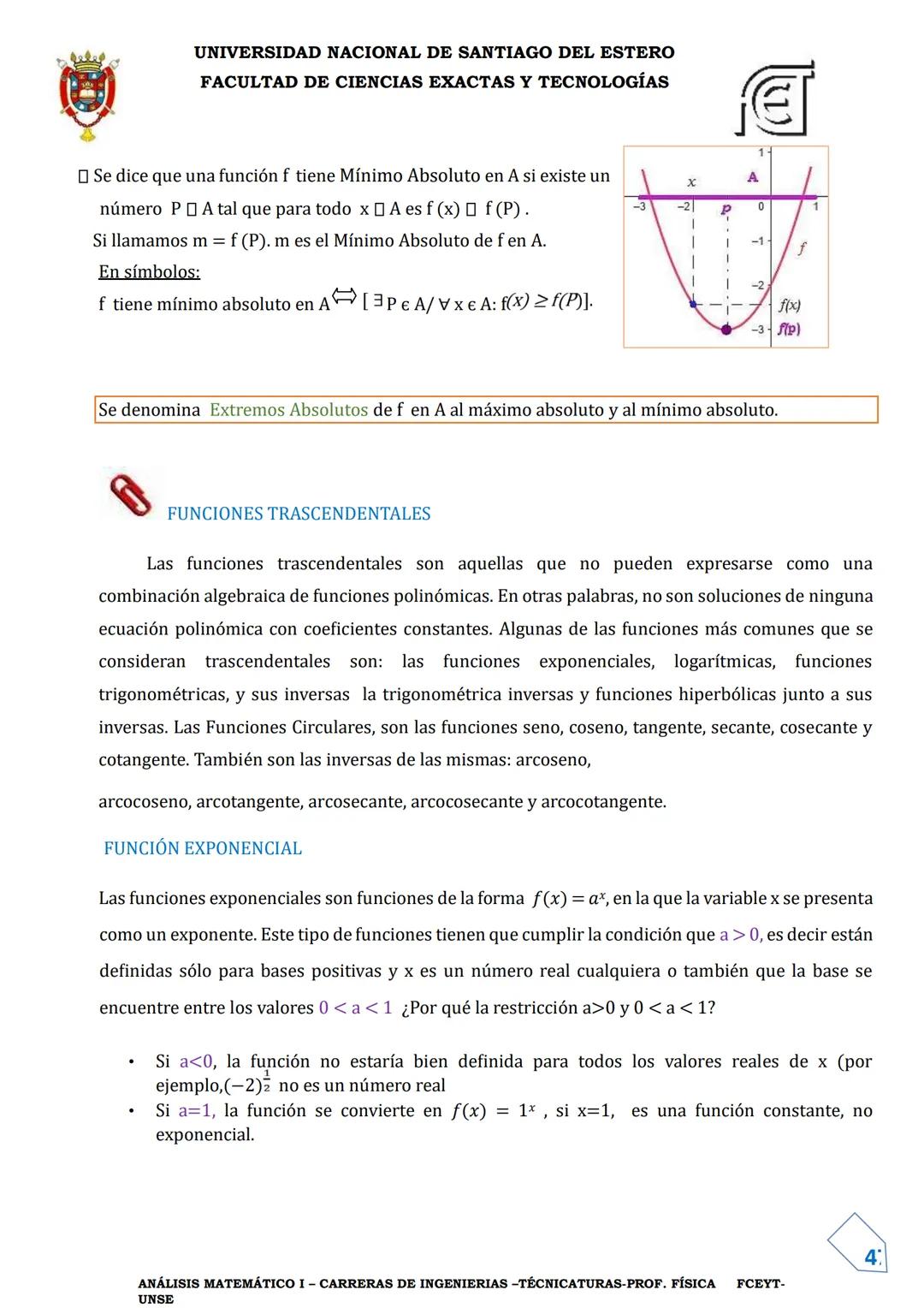 UNIVERSIDAD NACIONAL DE SANTIAGO DEL ESTERO
FACULTAD DE CIENCIAS EXACTAS Y TECNOLOGÍAS
DEPARTAMENTO ACADÉMICO DE MATEMÁTICA
ANÁLISIS MATEMÁT