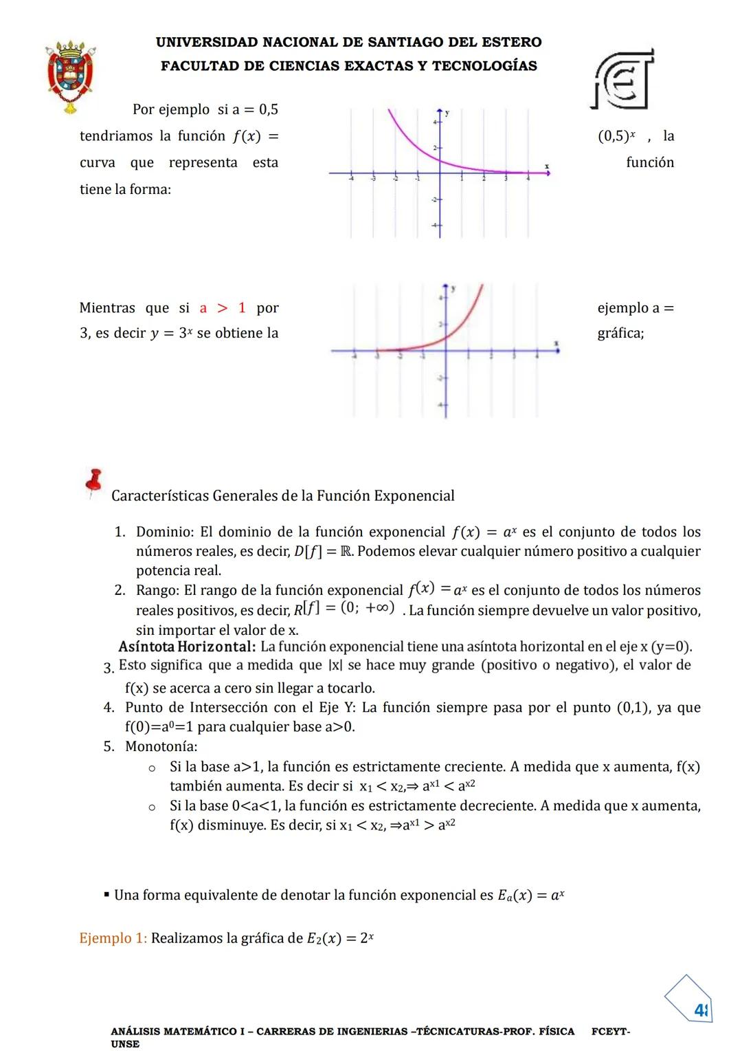 UNIVERSIDAD NACIONAL DE SANTIAGO DEL ESTERO
FACULTAD DE CIENCIAS EXACTAS Y TECNOLOGÍAS
DEPARTAMENTO ACADÉMICO DE MATEMÁTICA
ANÁLISIS MATEMÁT
