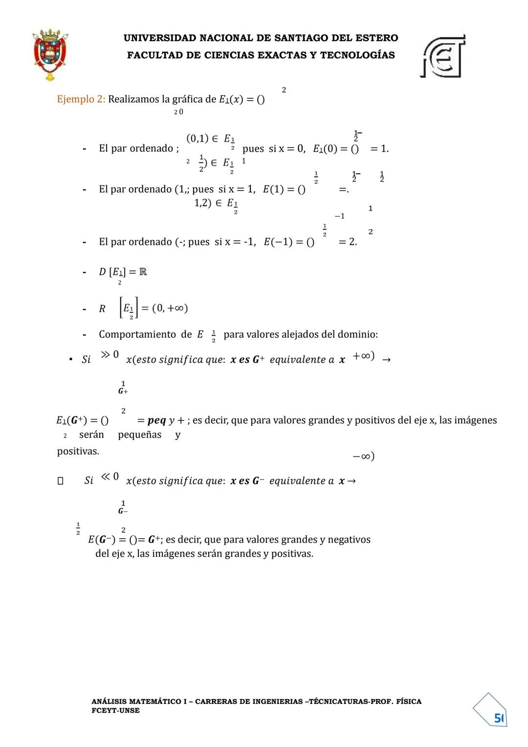 UNIVERSIDAD NACIONAL DE SANTIAGO DEL ESTERO
FACULTAD DE CIENCIAS EXACTAS Y TECNOLOGÍAS
DEPARTAMENTO ACADÉMICO DE MATEMÁTICA
ANÁLISIS MATEMÁT