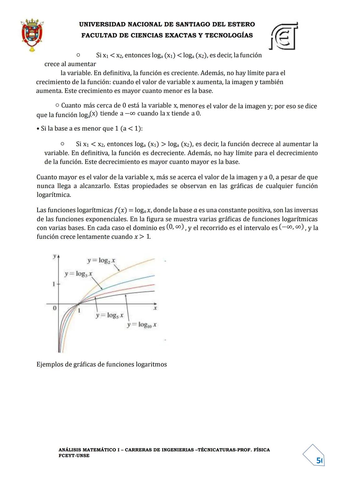 UNIVERSIDAD NACIONAL DE SANTIAGO DEL ESTERO
FACULTAD DE CIENCIAS EXACTAS Y TECNOLOGÍAS
DEPARTAMENTO ACADÉMICO DE MATEMÁTICA
ANÁLISIS MATEMÁT