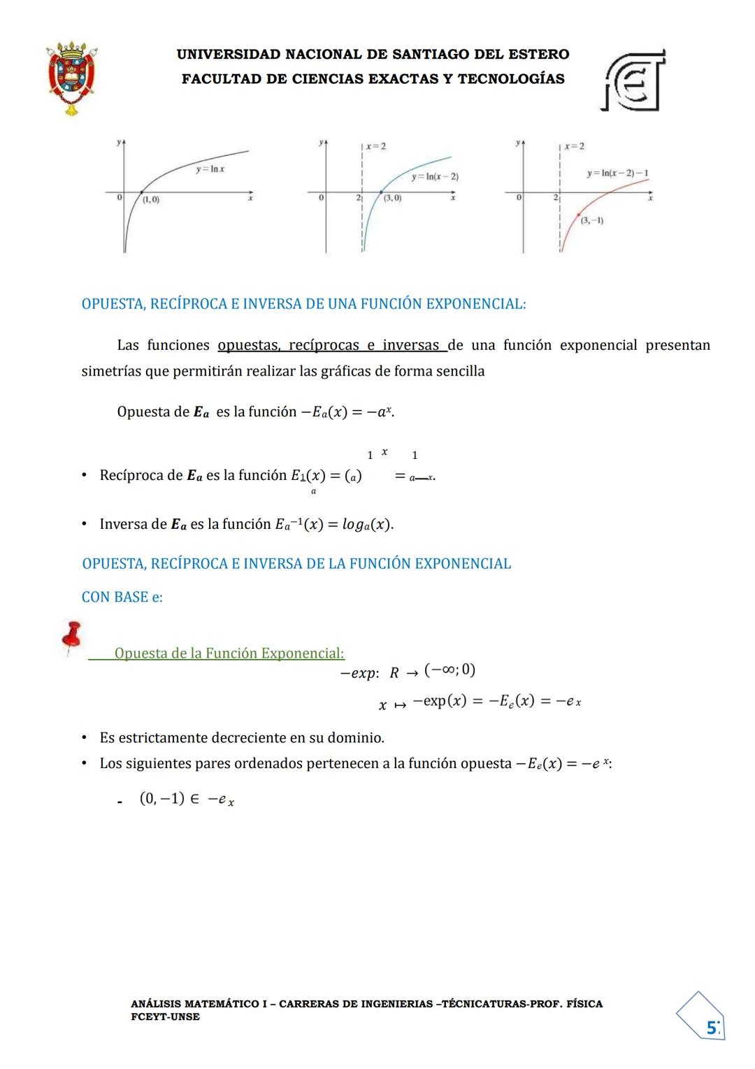 UNIVERSIDAD NACIONAL DE SANTIAGO DEL ESTERO
FACULTAD DE CIENCIAS EXACTAS Y TECNOLOGÍAS
DEPARTAMENTO ACADÉMICO DE MATEMÁTICA
ANÁLISIS MATEMÁT