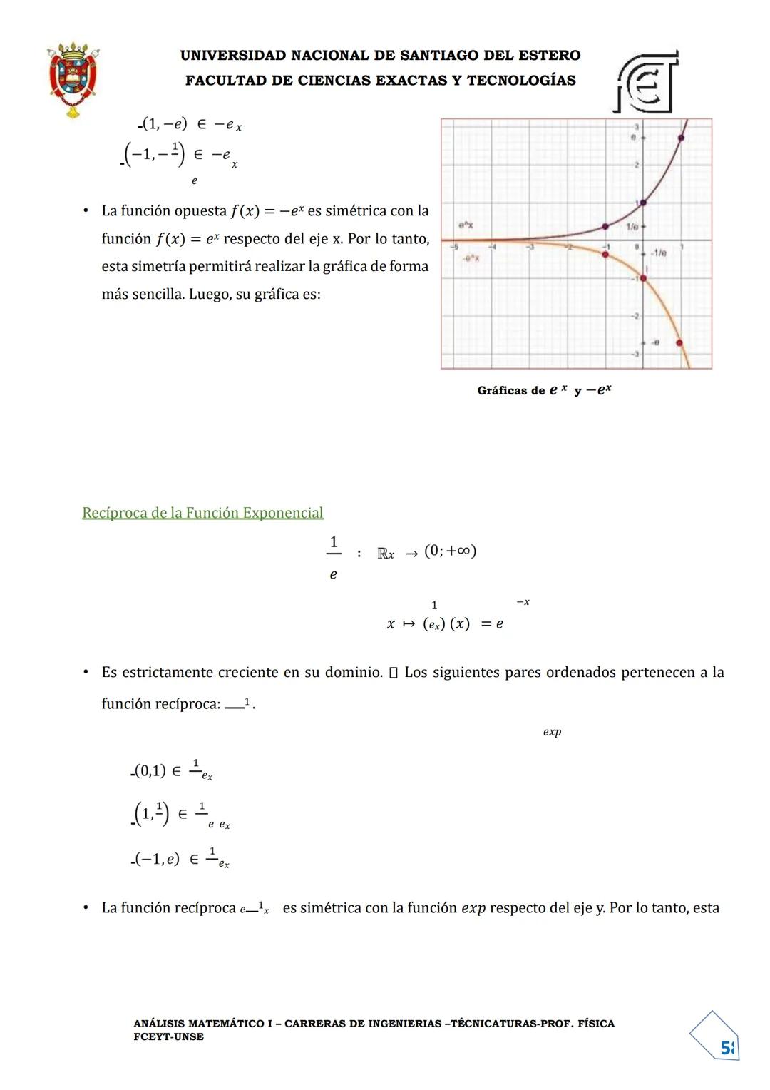 UNIVERSIDAD NACIONAL DE SANTIAGO DEL ESTERO
FACULTAD DE CIENCIAS EXACTAS Y TECNOLOGÍAS
DEPARTAMENTO ACADÉMICO DE MATEMÁTICA
ANÁLISIS MATEMÁT