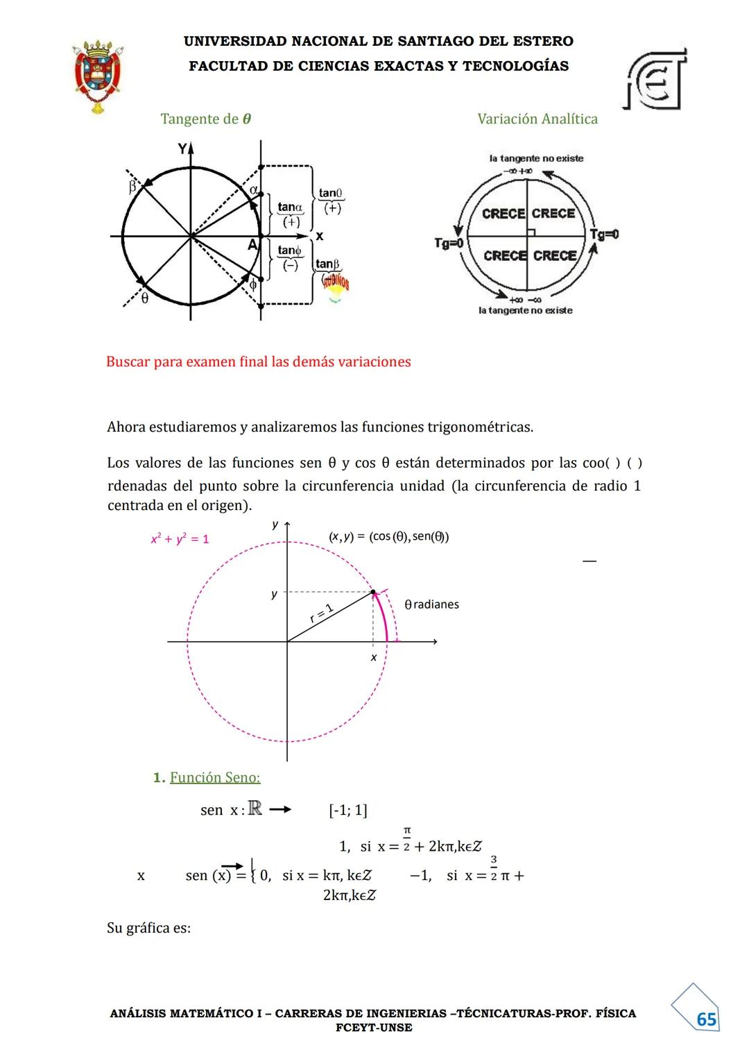 UNIVERSIDAD NACIONAL DE SANTIAGO DEL ESTERO
FACULTAD DE CIENCIAS EXACTAS Y TECNOLOGÍAS
DEPARTAMENTO ACADÉMICO DE MATEMÁTICA
ANÁLISIS MATEMÁT