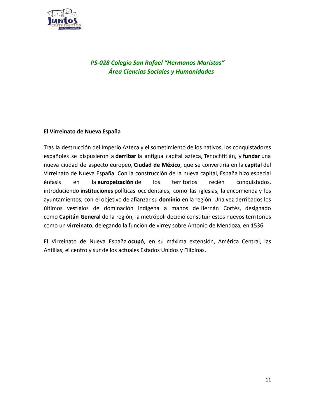 Juntos
minamos
en.comunidad
PS-028 Colegio San Rafael "Hermanos Maristas"
Área Ciencias Sociales y Humanidades
COLONIZACIÓN DE LA AMÉRICA ES