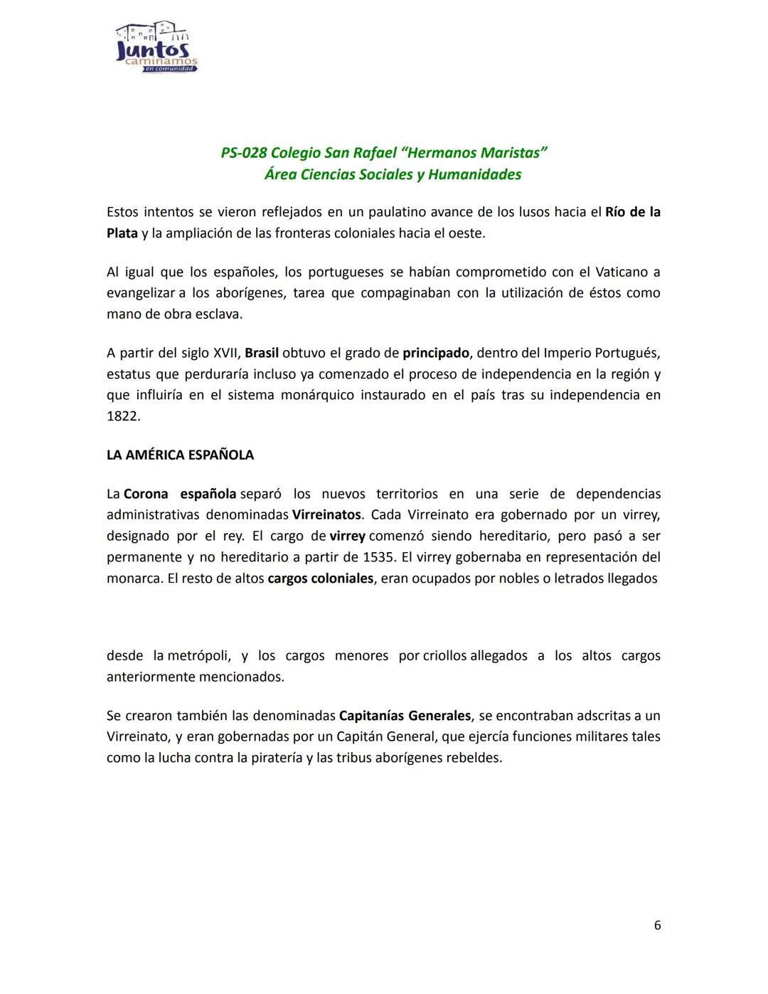 Juntos
minamos
en.comunidad
PS-028 Colegio San Rafael "Hermanos Maristas"
Área Ciencias Sociales y Humanidades
COLONIZACIÓN DE LA AMÉRICA ES