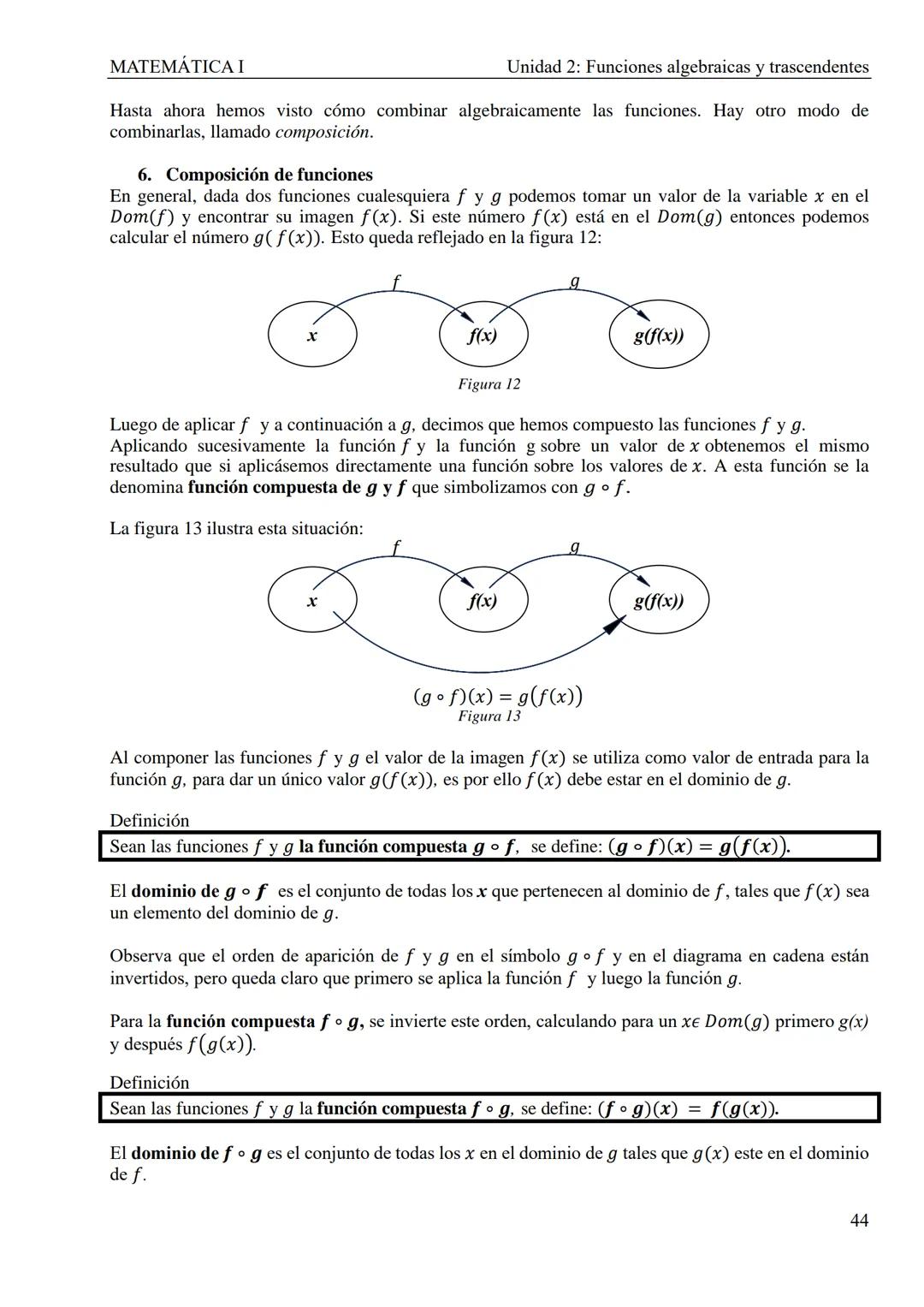 MATEMÁTICA I
Unidad 2: Funciones algebraicas y trascendentes
UNIDAD 2: FUNCIONES ALGEBRAICAS Y TRASCENDENTES
1. Introducción
CONCEPTOS TEÓRI