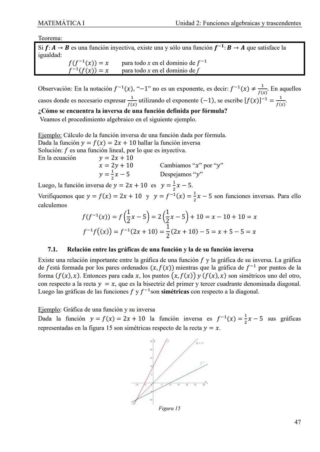 MATEMÁTICA I
Unidad 2: Funciones algebraicas y trascendentes
UNIDAD 2: FUNCIONES ALGEBRAICAS Y TRASCENDENTES
1. Introducción
CONCEPTOS TEÓRI
