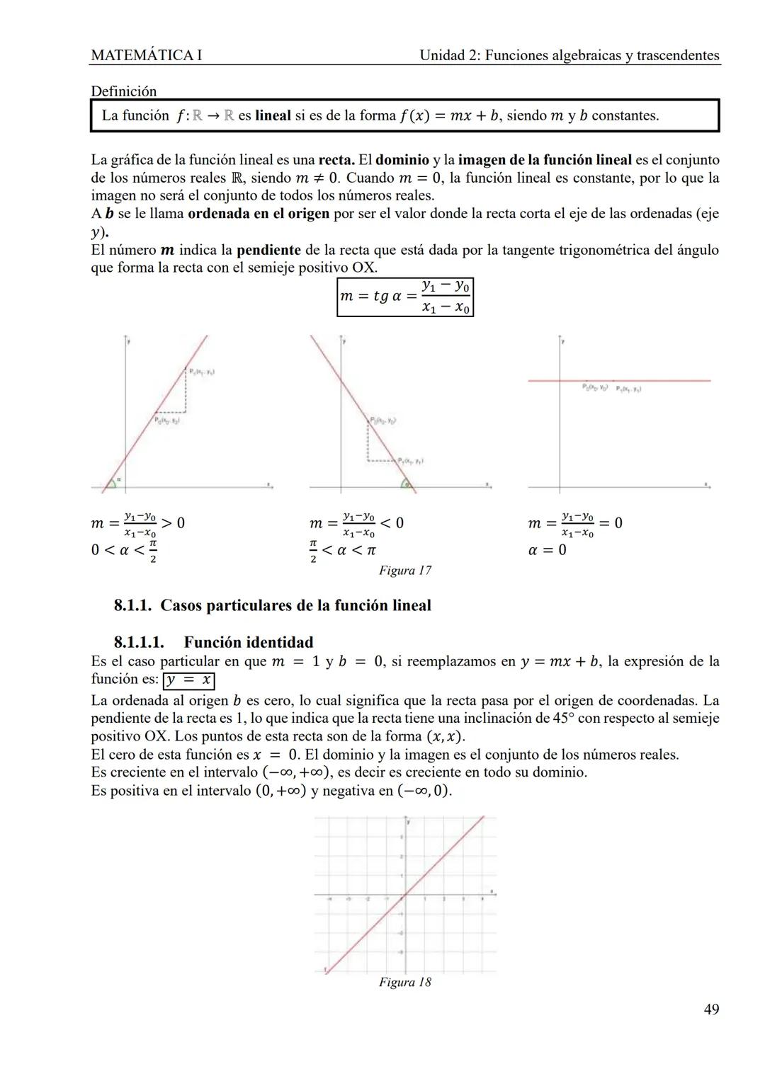 MATEMÁTICA I
Unidad 2: Funciones algebraicas y trascendentes
UNIDAD 2: FUNCIONES ALGEBRAICAS Y TRASCENDENTES
1. Introducción
CONCEPTOS TEÓRI