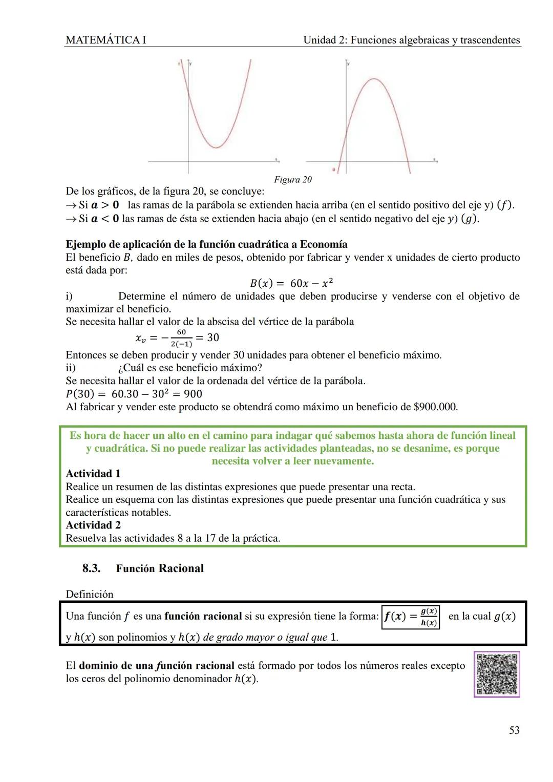 MATEMÁTICA I
Unidad 2: Funciones algebraicas y trascendentes
UNIDAD 2: FUNCIONES ALGEBRAICAS Y TRASCENDENTES
1. Introducción
CONCEPTOS TEÓRI