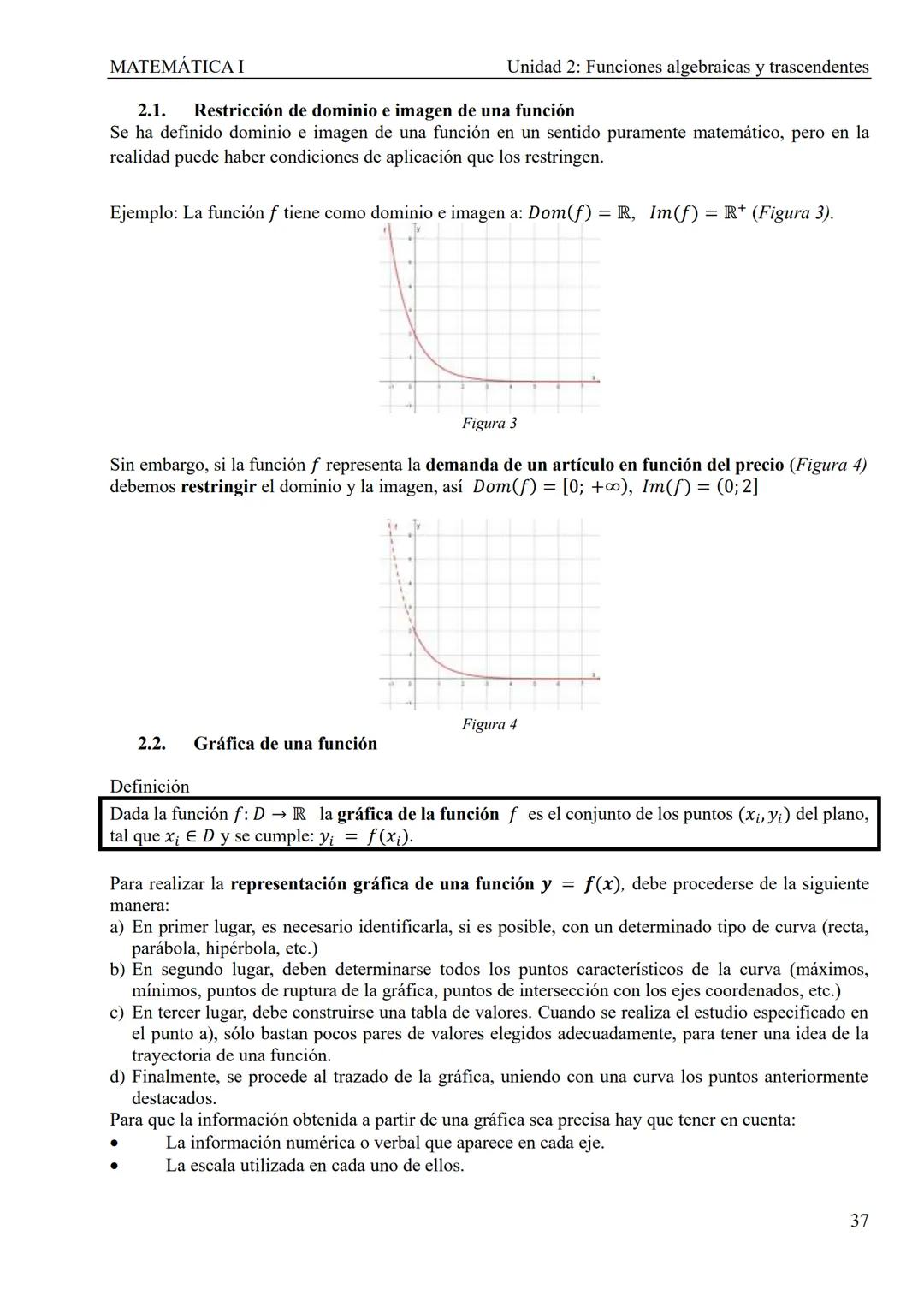MATEMÁTICA I
Unidad 2: Funciones algebraicas y trascendentes
UNIDAD 2: FUNCIONES ALGEBRAICAS Y TRASCENDENTES
1. Introducción
CONCEPTOS TEÓRI