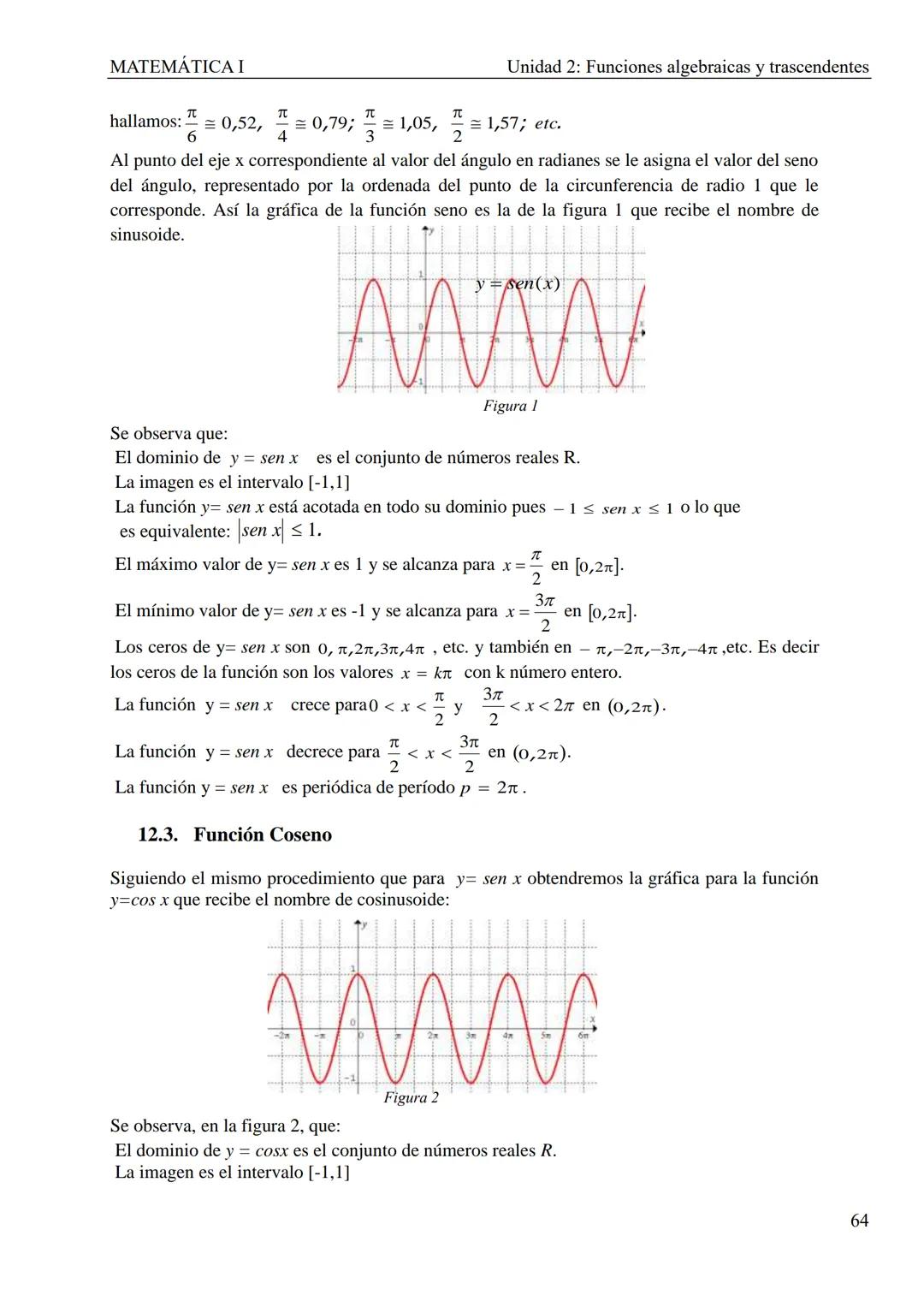 MATEMÁTICA I
Unidad 2: Funciones algebraicas y trascendentes
UNIDAD 2: FUNCIONES ALGEBRAICAS Y TRASCENDENTES
1. Introducción
CONCEPTOS TEÓRI