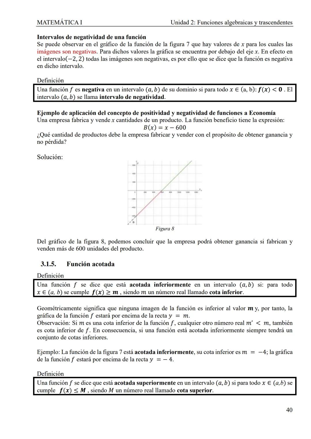 MATEMÁTICA I
Unidad 2: Funciones algebraicas y trascendentes
UNIDAD 2: FUNCIONES ALGEBRAICAS Y TRASCENDENTES
1. Introducción
CONCEPTOS TEÓRI