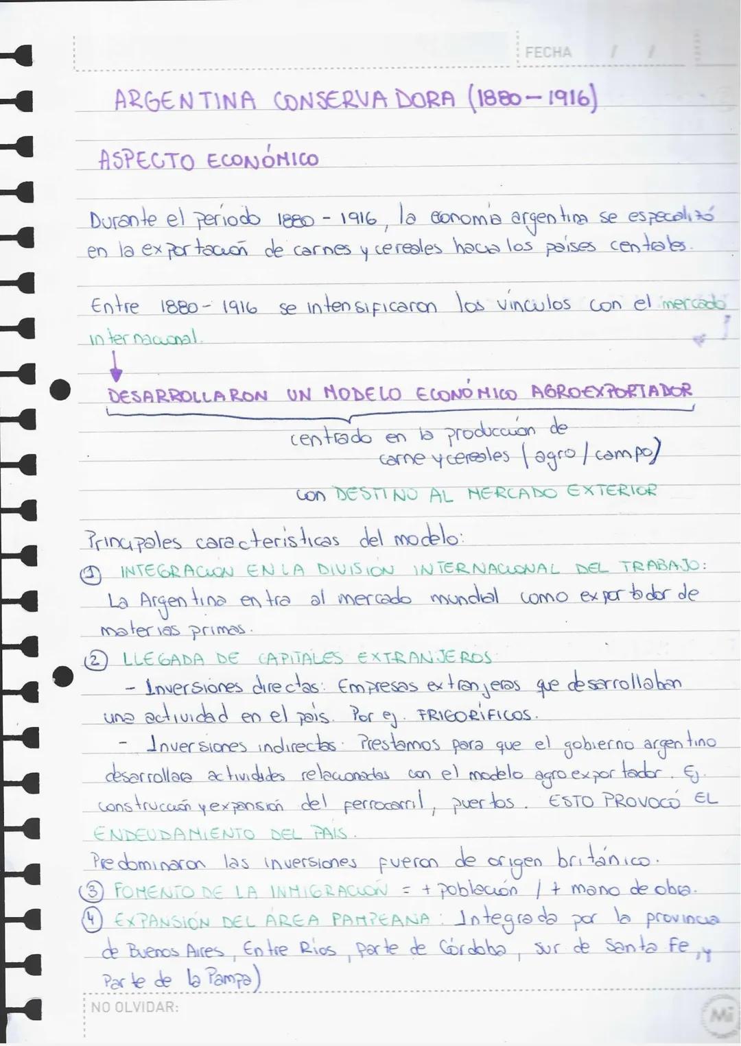 # ARGENTINA CONSERVA DORA (1880
—1916)
## ASPECTO ECONÓMICO
Durante el período 1880 — 1916, la economía argentina se especializó
en la exp