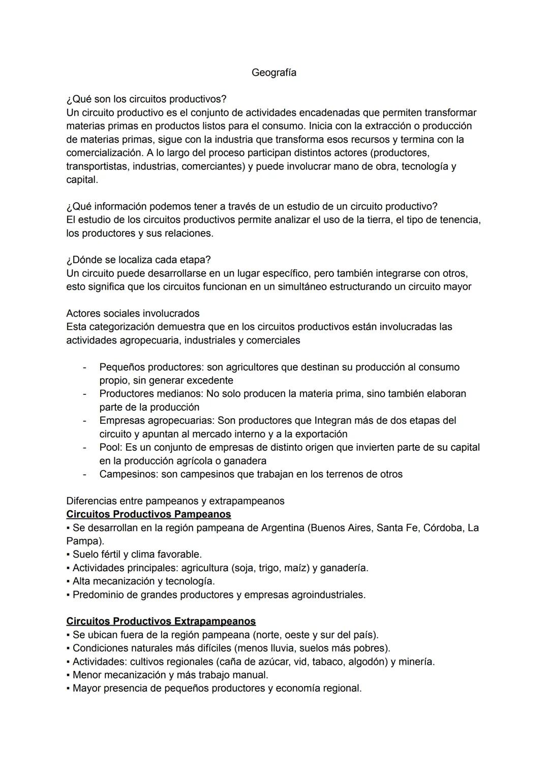 ¿Qué son los circuitos productivos?
Geografía
Un circuito productivo es el conjunto de actividades encadenadas que permiten transformar
mate