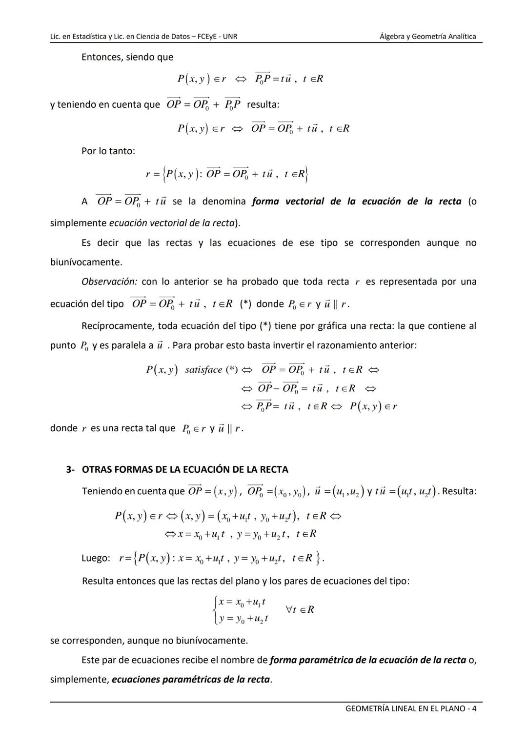 --- OCR Start ---
NACIONAL
Universidad Nacional de Rosario
ERSIDAD NARE HOM DE Facultad de Ciencias Económicas y Estadística
GEOMETRÍA LINEA