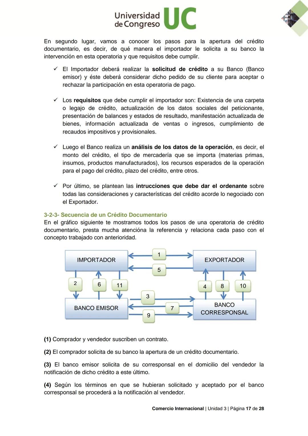 Universidad
de Congreso
UC
Comercio
Internacional
MÓDULO 3: BANCOS Y
ADUANA EN EL COMERCIO
INTERNACIONAL
Lic. Adriana Monge
Universidad de C