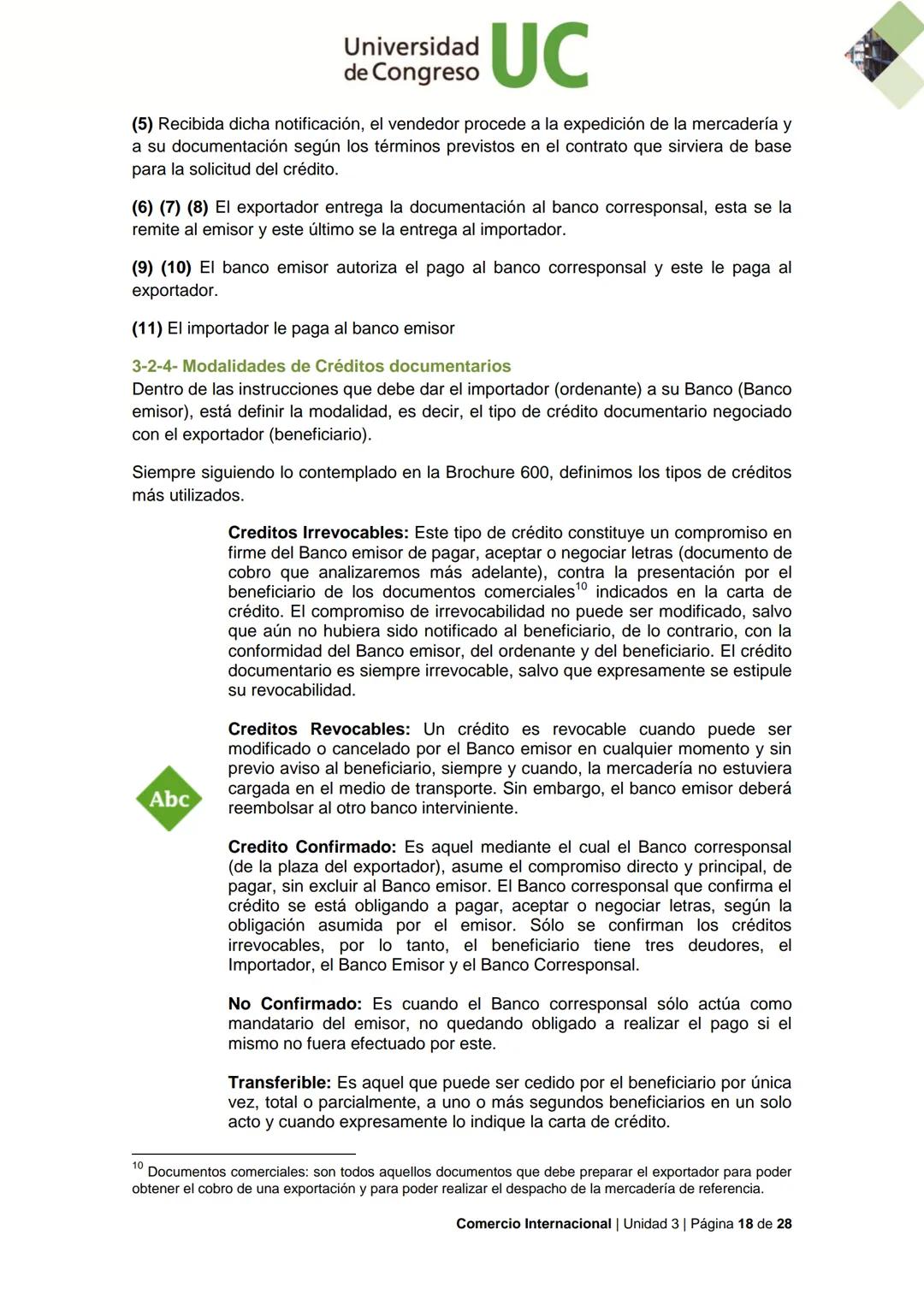 Universidad
de Congreso
UC
Comercio
Internacional
MÓDULO 3: BANCOS Y
ADUANA EN EL COMERCIO
INTERNACIONAL
Lic. Adriana Monge
Universidad de C