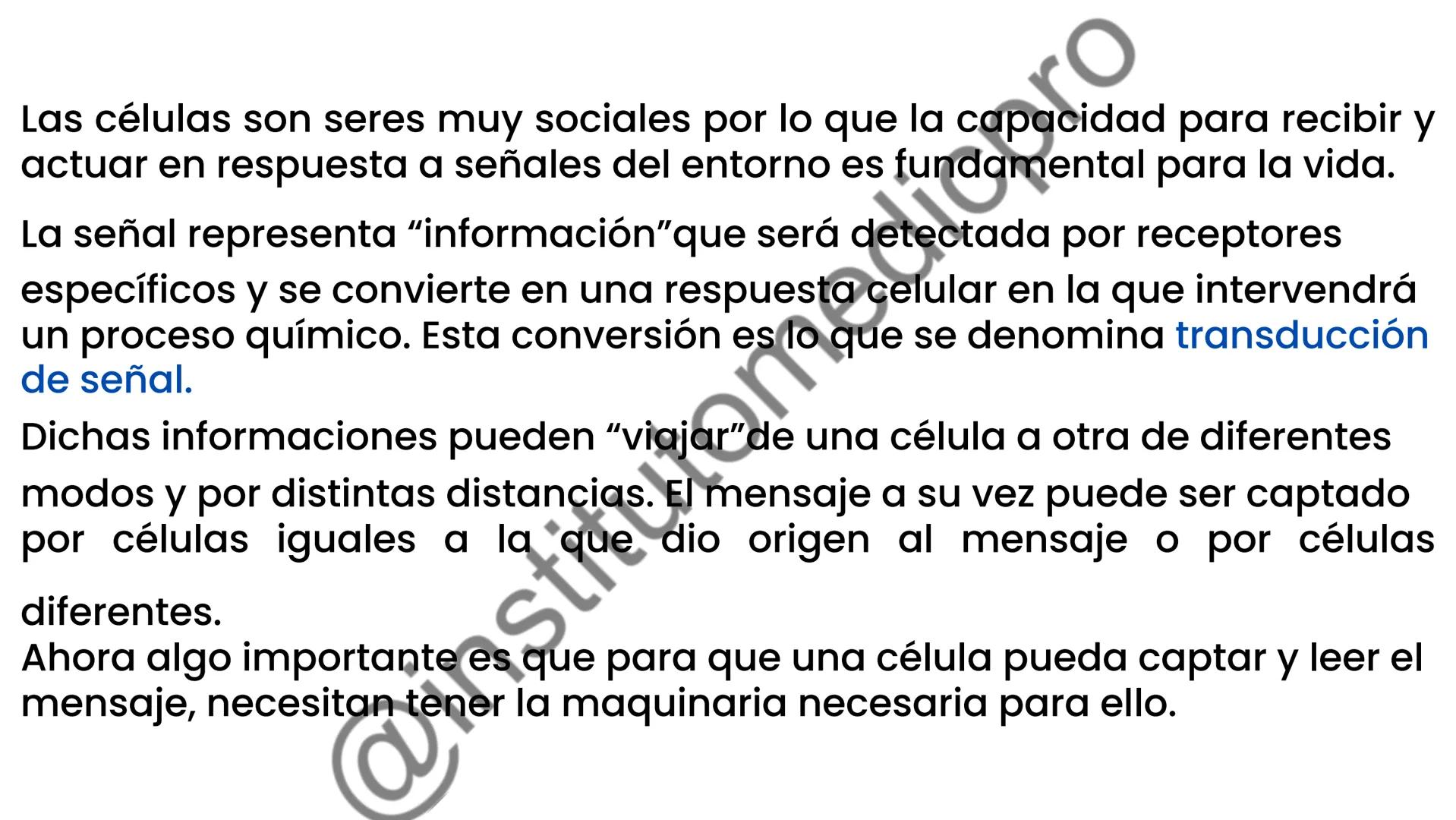 # COMUNICACIÓN
(SEÑALIZACIÓN)
CELULAR
Por Guiseppy Samuel Las células son seres muy sociales por lo que la capacidad para recibir y
actuar