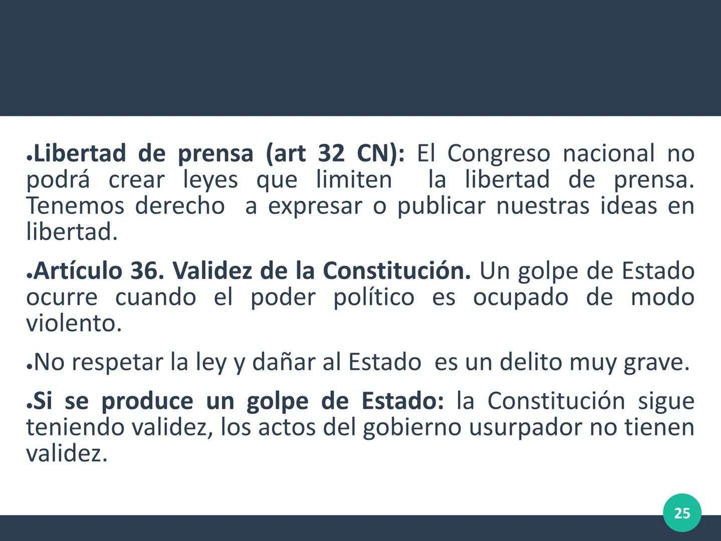 La Constitución Nacional
.La Constitución argentina es una ley escrita dividida en tres
partes:
.Preámbulo, primera parte y segunda parte.
.