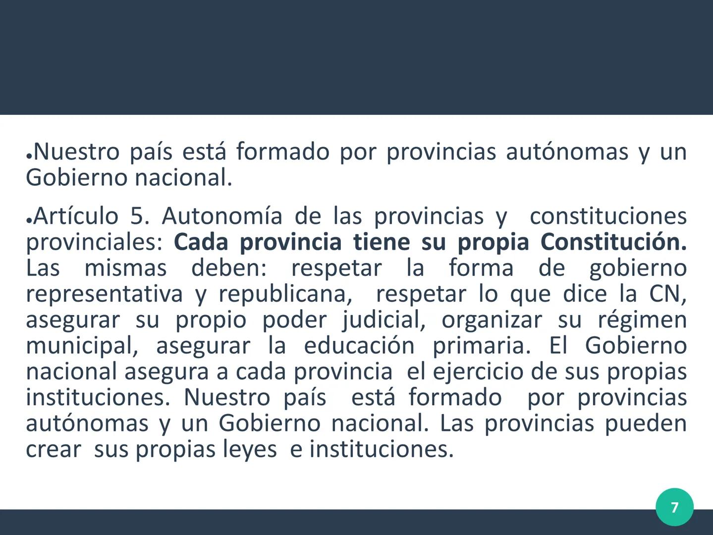 La Constitución Nacional
.La Constitución argentina es una ley escrita dividida en tres
partes:
.Preámbulo, primera parte y segunda parte.
.