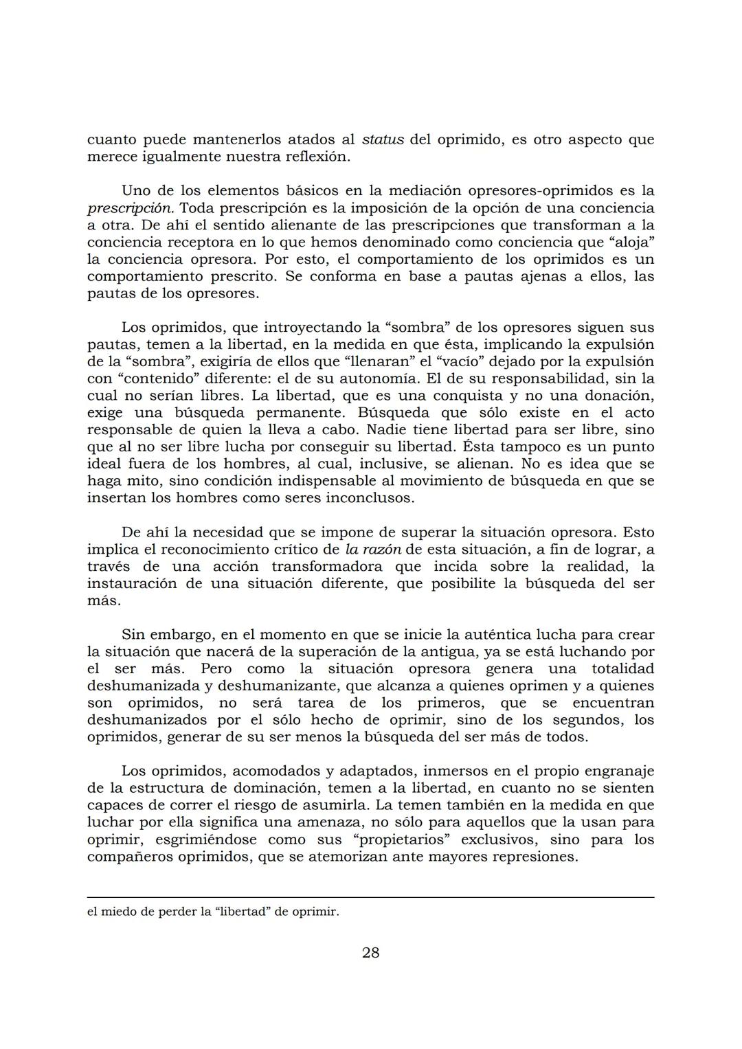 # PEDAGOGÍA DEL OPRIMIDO
Paulo Freire
1 INDICE
APRENDER A DECIR SU PALABRA. EL MÉTODO DE ALFABETIZACIÓN DEL
PROFESOR PAULO FREIRE, por ER