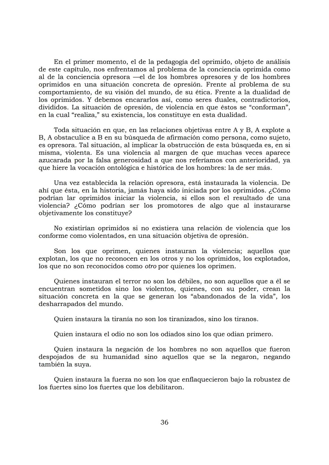 # PEDAGOGÍA DEL OPRIMIDO
Paulo Freire
1 INDICE
APRENDER A DECIR SU PALABRA. EL MÉTODO DE ALFABETIZACIÓN DEL
PROFESOR PAULO FREIRE, por ER