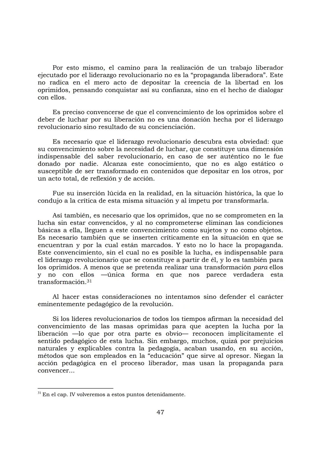# PEDAGOGÍA DEL OPRIMIDO
Paulo Freire
1 INDICE
APRENDER A DECIR SU PALABRA. EL MÉTODO DE ALFABETIZACIÓN DEL
PROFESOR PAULO FREIRE, por ER
