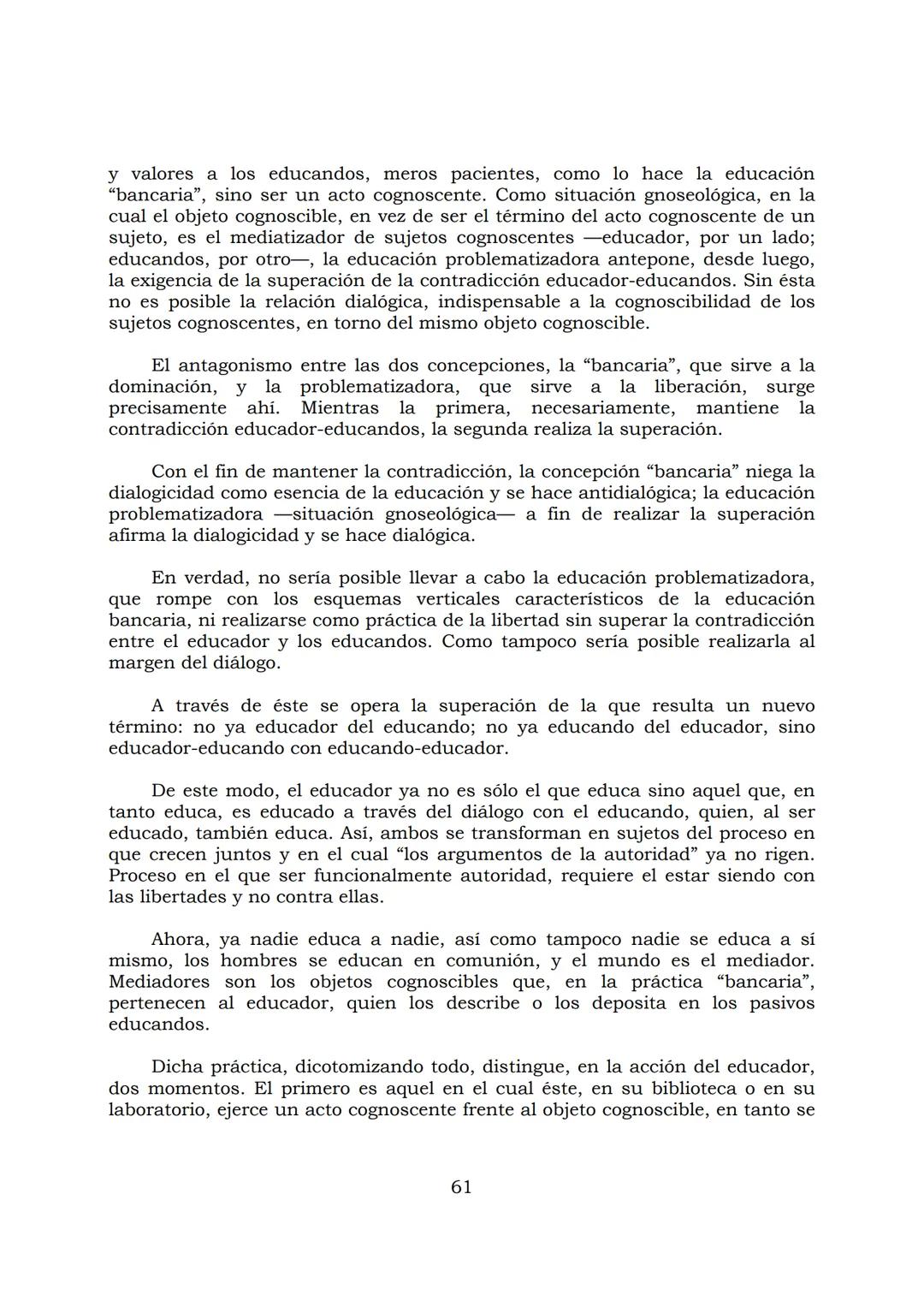 # PEDAGOGÍA DEL OPRIMIDO
Paulo Freire
1 INDICE
APRENDER A DECIR SU PALABRA. EL MÉTODO DE ALFABETIZACIÓN DEL
PROFESOR PAULO FREIRE, por ER