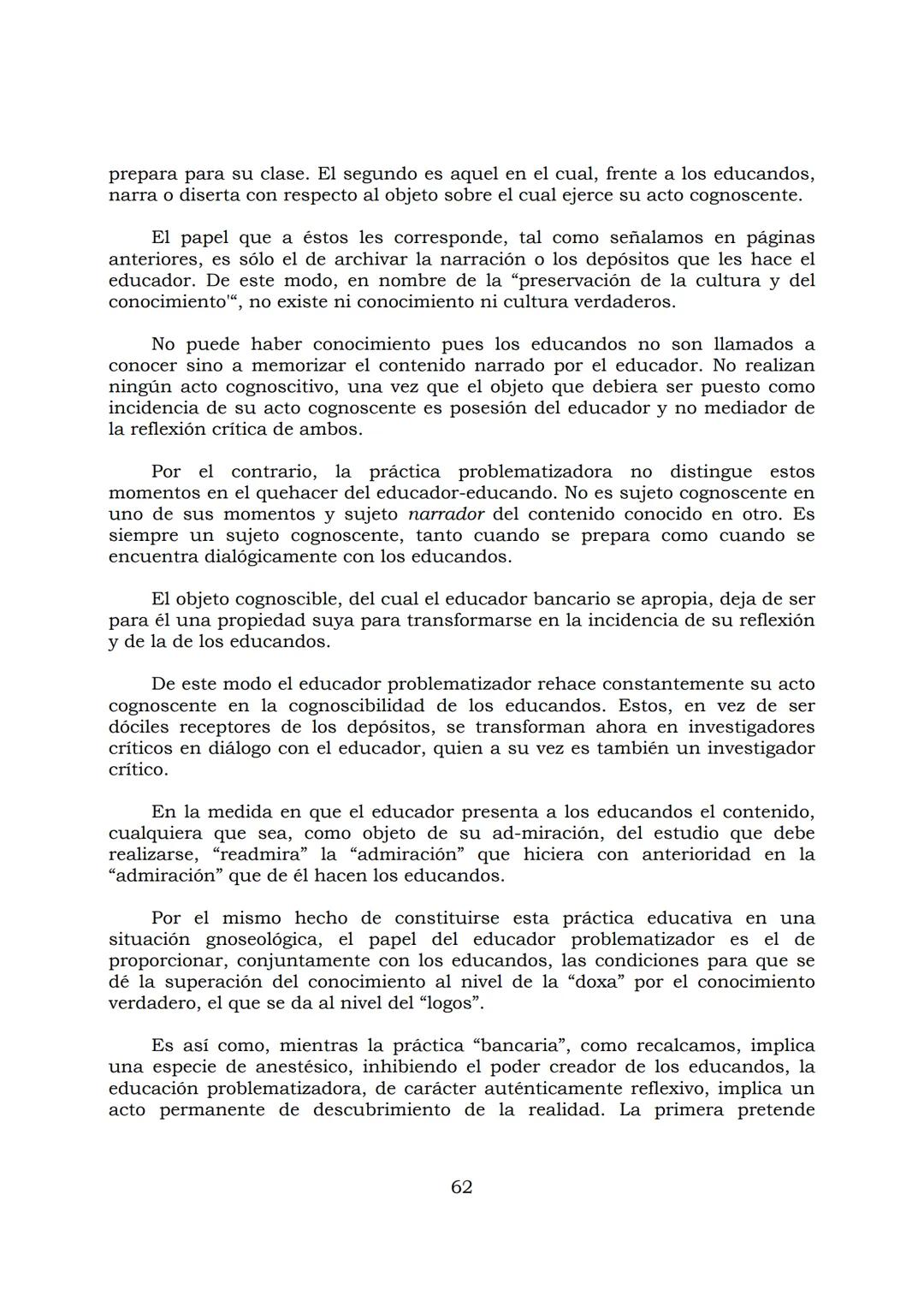 # PEDAGOGÍA DEL OPRIMIDO
Paulo Freire
1 INDICE
APRENDER A DECIR SU PALABRA. EL MÉTODO DE ALFABETIZACIÓN DEL
PROFESOR PAULO FREIRE, por ER