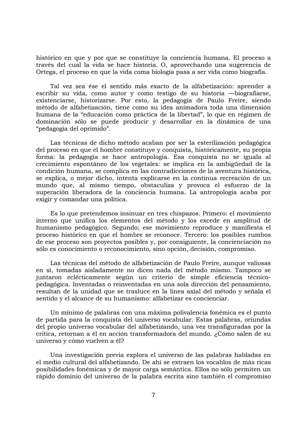 # PEDAGOGÍA DEL OPRIMIDO
Paulo Freire
1 INDICE
APRENDER A DECIR SU PALABRA. EL MÉTODO DE ALFABETIZACIÓN DEL
PROFESOR PAULO FREIRE, por ER