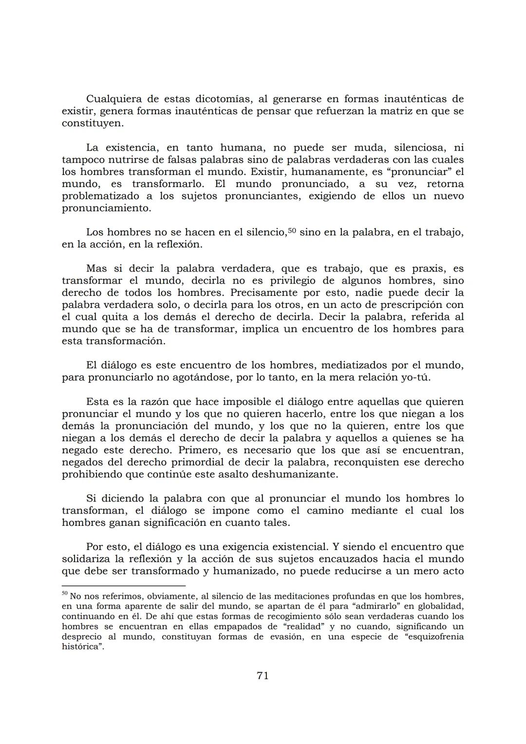 # PEDAGOGÍA DEL OPRIMIDO
Paulo Freire
1 INDICE
APRENDER A DECIR SU PALABRA. EL MÉTODO DE ALFABETIZACIÓN DEL
PROFESOR PAULO FREIRE, por ER