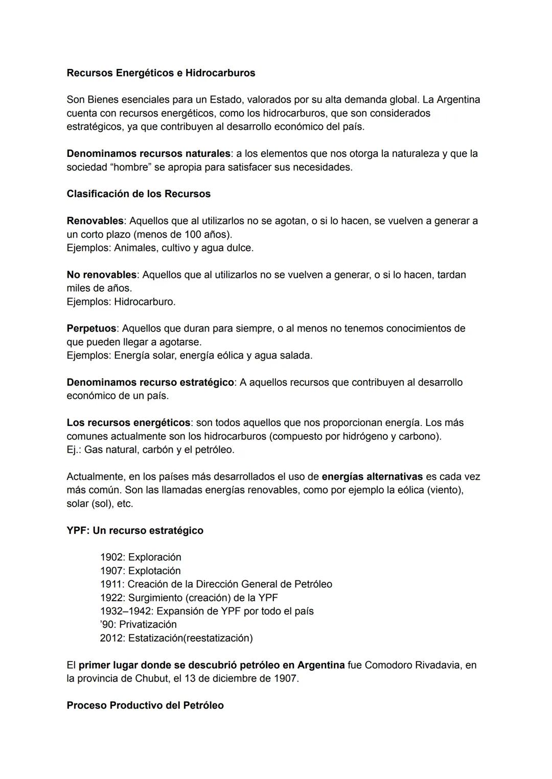 Recursos Energéticos e Hidrocarburos
Son Bienes esenciales para un Estado, valorados por su alta demanda global. La Argentina
cuenta con rec