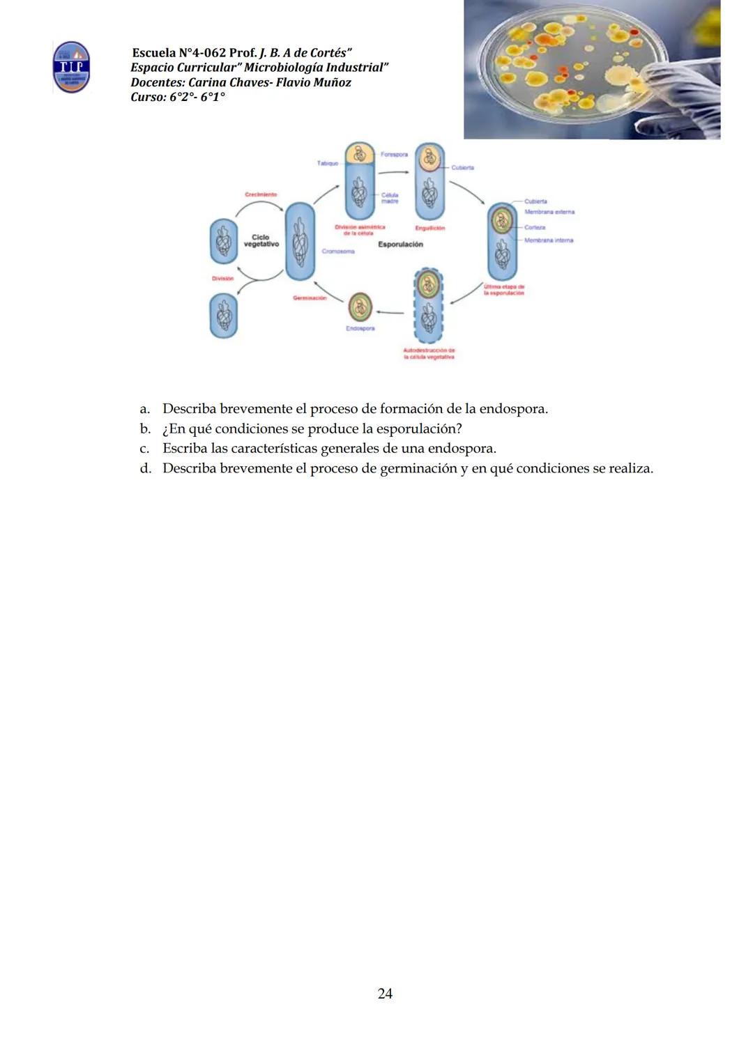 # CUADERNILLO DE
# MICROBIOLOGIA
# INDUSTRIAL
Nombre:
Curso:
Escuela: N°4062 Juana B. Albornoz de Cortes
Profesores: Carina Chaves- Flavio