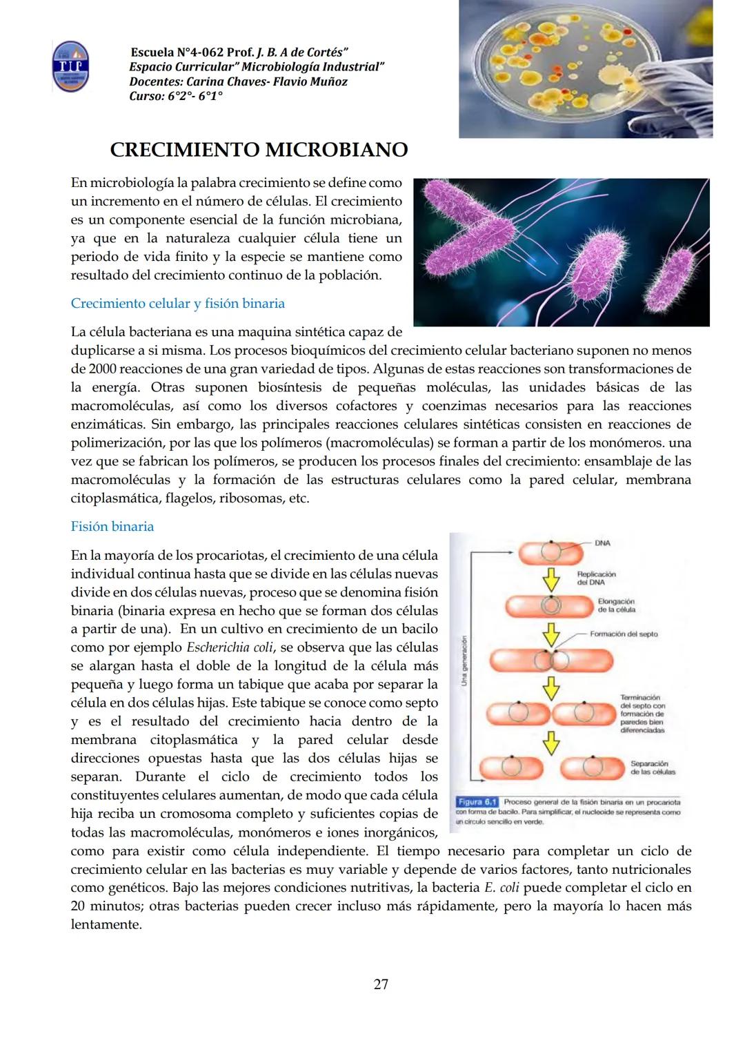 # CUADERNILLO DE
# MICROBIOLOGIA
# INDUSTRIAL
Nombre:
Curso:
Escuela: N°4062 Juana B. Albornoz de Cortes
Profesores: Carina Chaves- Flavio