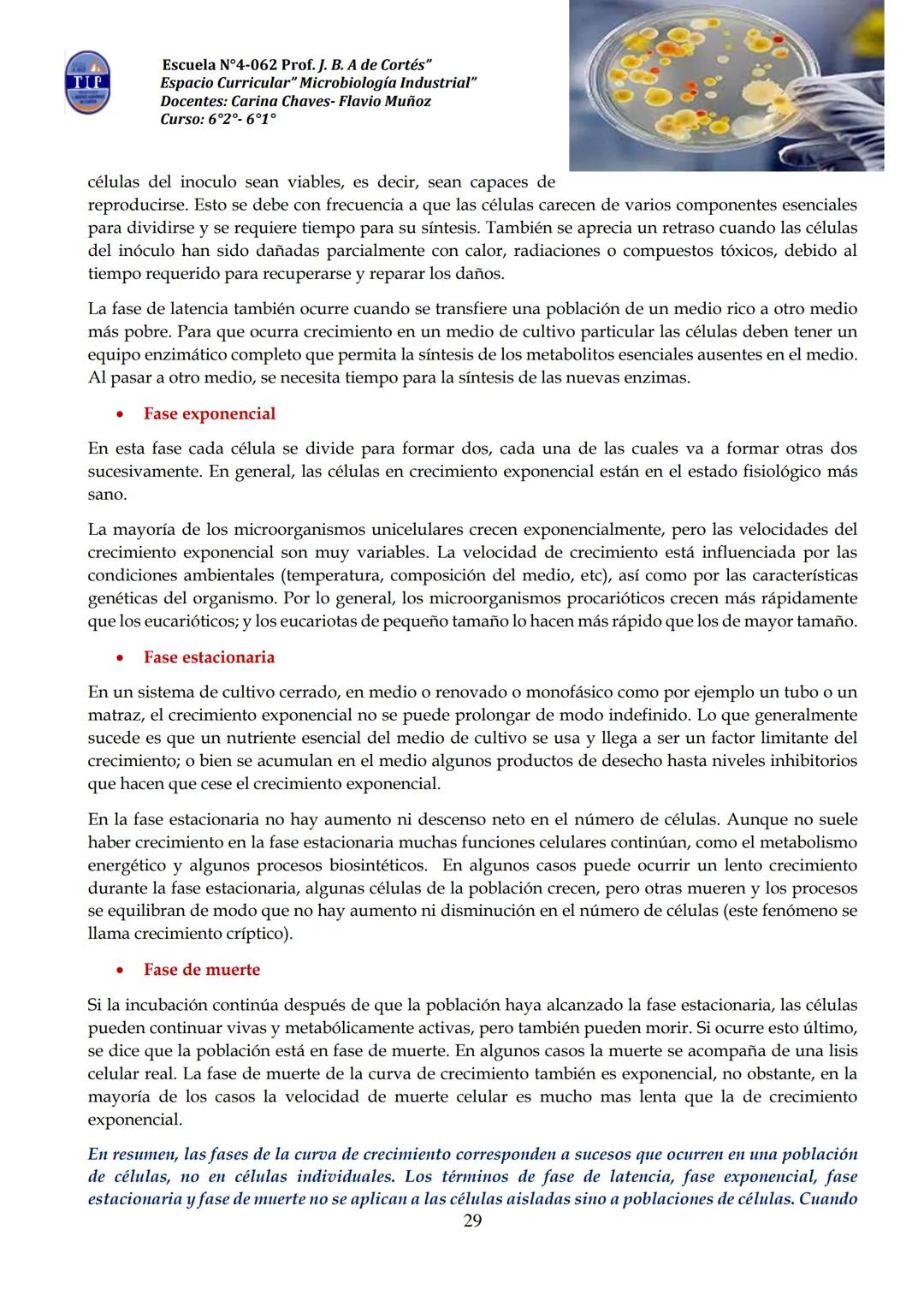 # CUADERNILLO DE
# MICROBIOLOGIA
# INDUSTRIAL
Nombre:
Curso:
Escuela: N°4062 Juana B. Albornoz de Cortes
Profesores: Carina Chaves- Flavio