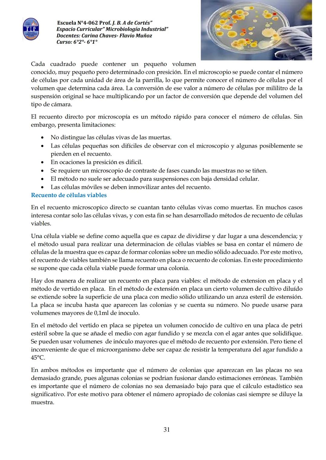 # CUADERNILLO DE
# MICROBIOLOGIA
# INDUSTRIAL
Nombre:
Curso:
Escuela: N°4062 Juana B. Albornoz de Cortes
Profesores: Carina Chaves- Flavio