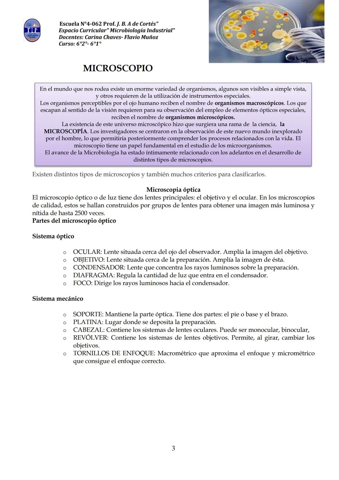 # CUADERNILLO DE
# MICROBIOLOGIA
# INDUSTRIAL
Nombre:
Curso:
Escuela: N°4062 Juana B. Albornoz de Cortes
Profesores: Carina Chaves- Flavio