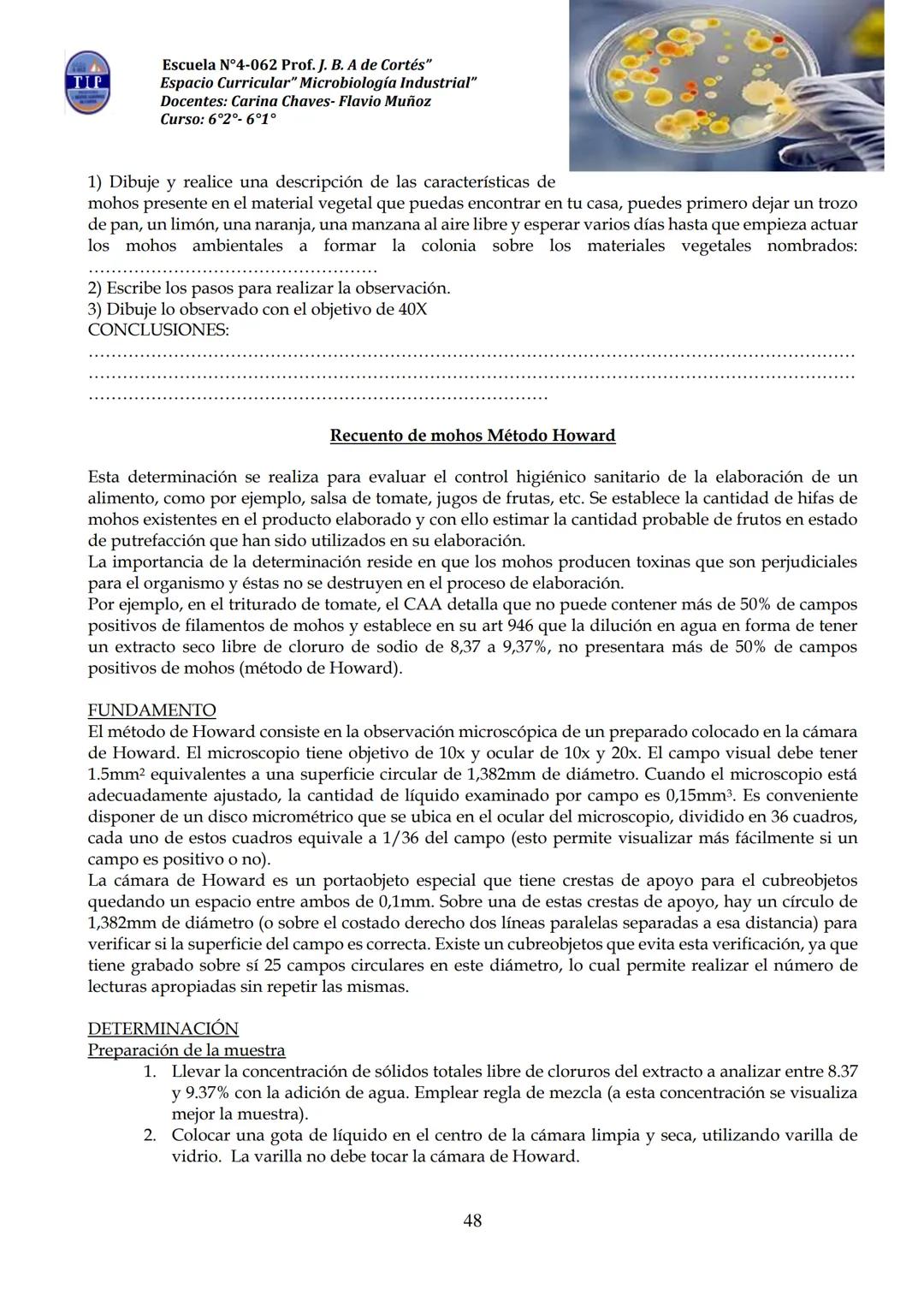 # CUADERNILLO DE
# MICROBIOLOGIA
# INDUSTRIAL
Nombre:
Curso:
Escuela: N°4062 Juana B. Albornoz de Cortes
Profesores: Carina Chaves- Flavio
