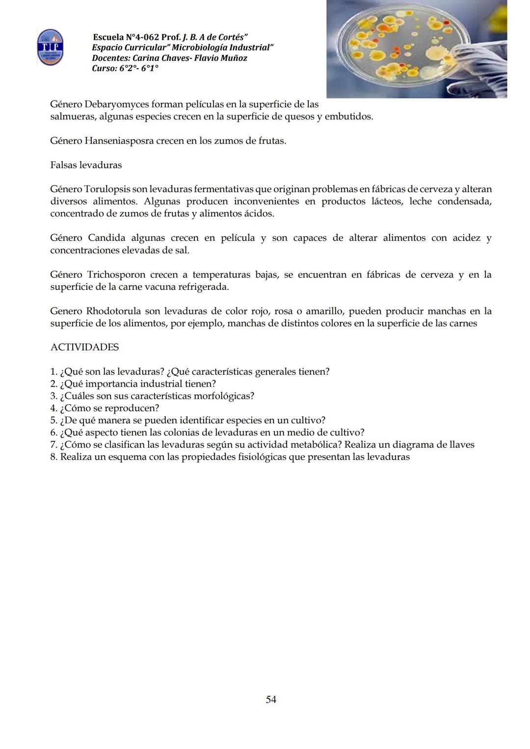 # CUADERNILLO DE
# MICROBIOLOGIA
# INDUSTRIAL
Nombre:
Curso:
Escuela: N°4062 Juana B. Albornoz de Cortes
Profesores: Carina Chaves- Flavio