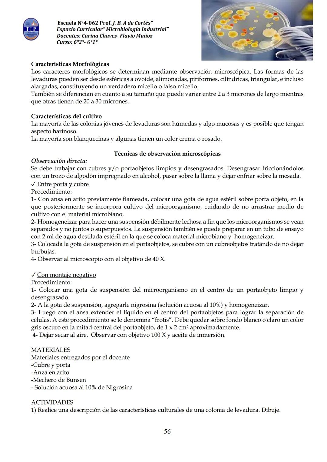 # CUADERNILLO DE
# MICROBIOLOGIA
# INDUSTRIAL
Nombre:
Curso:
Escuela: N°4062 Juana B. Albornoz de Cortes
Profesores: Carina Chaves- Flavio