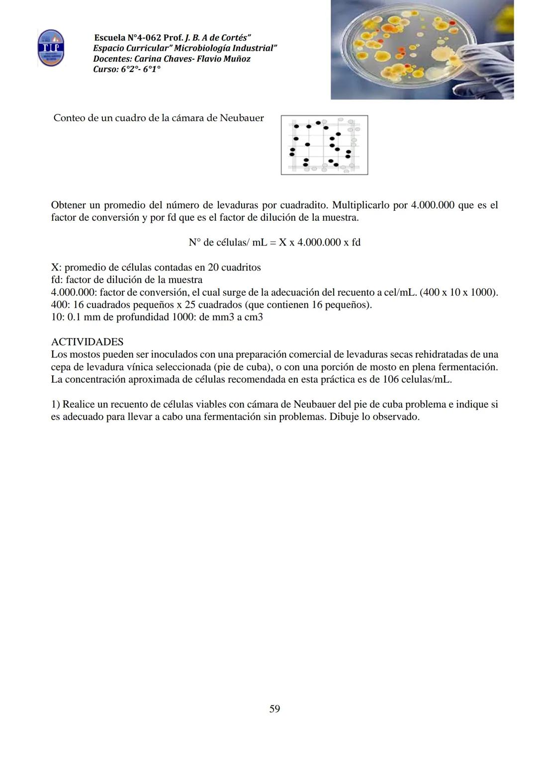 # CUADERNILLO DE
# MICROBIOLOGIA
# INDUSTRIAL
Nombre:
Curso:
Escuela: N°4062 Juana B. Albornoz de Cortes
Profesores: Carina Chaves- Flavio