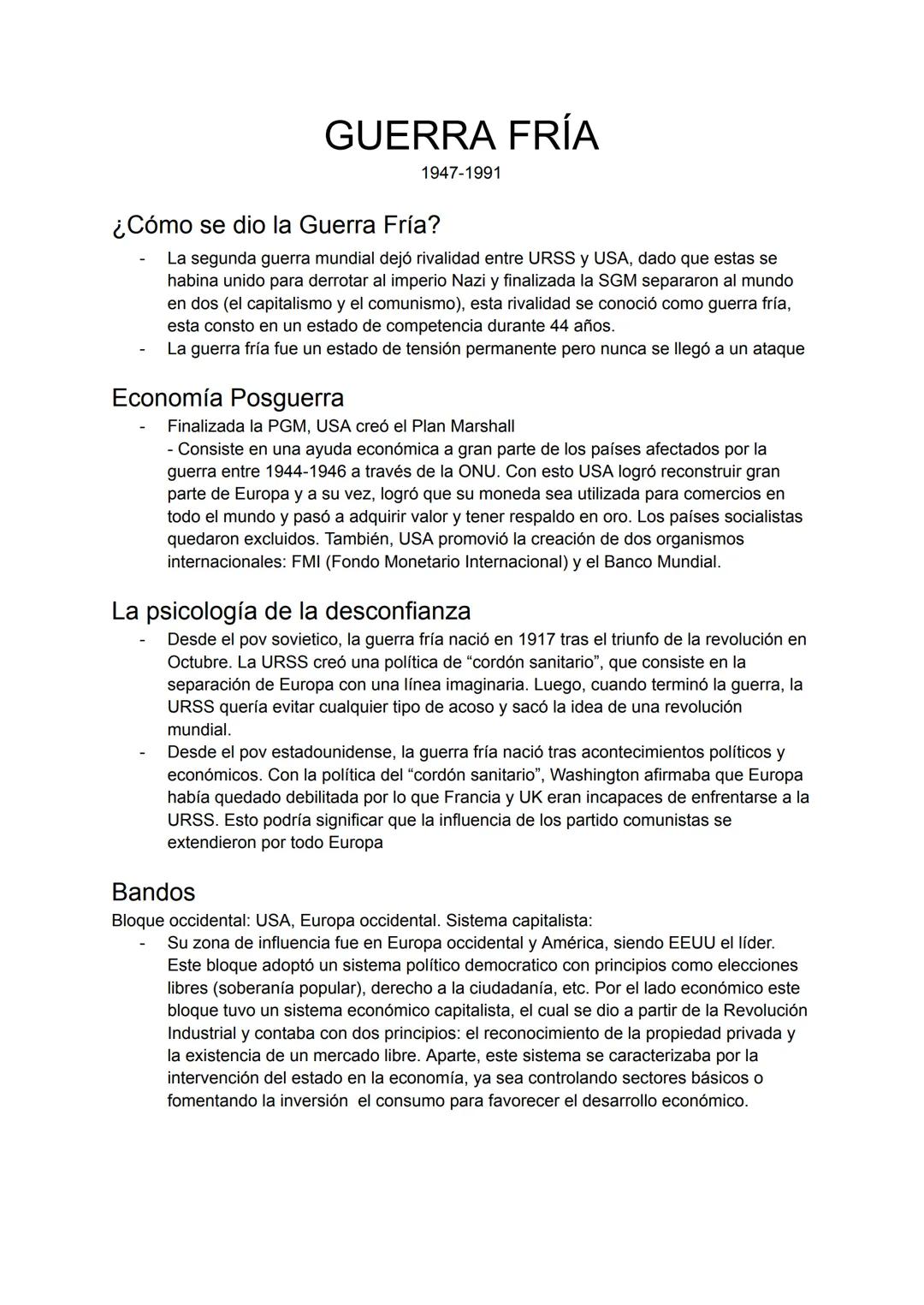 GUERRA FRÍA
1947-1991
¿Cómo se dio la Guerra Fría?
- La segunda guerra mundial dejó rivalidad entre URSS y USA, dado que estas se
habina uni
