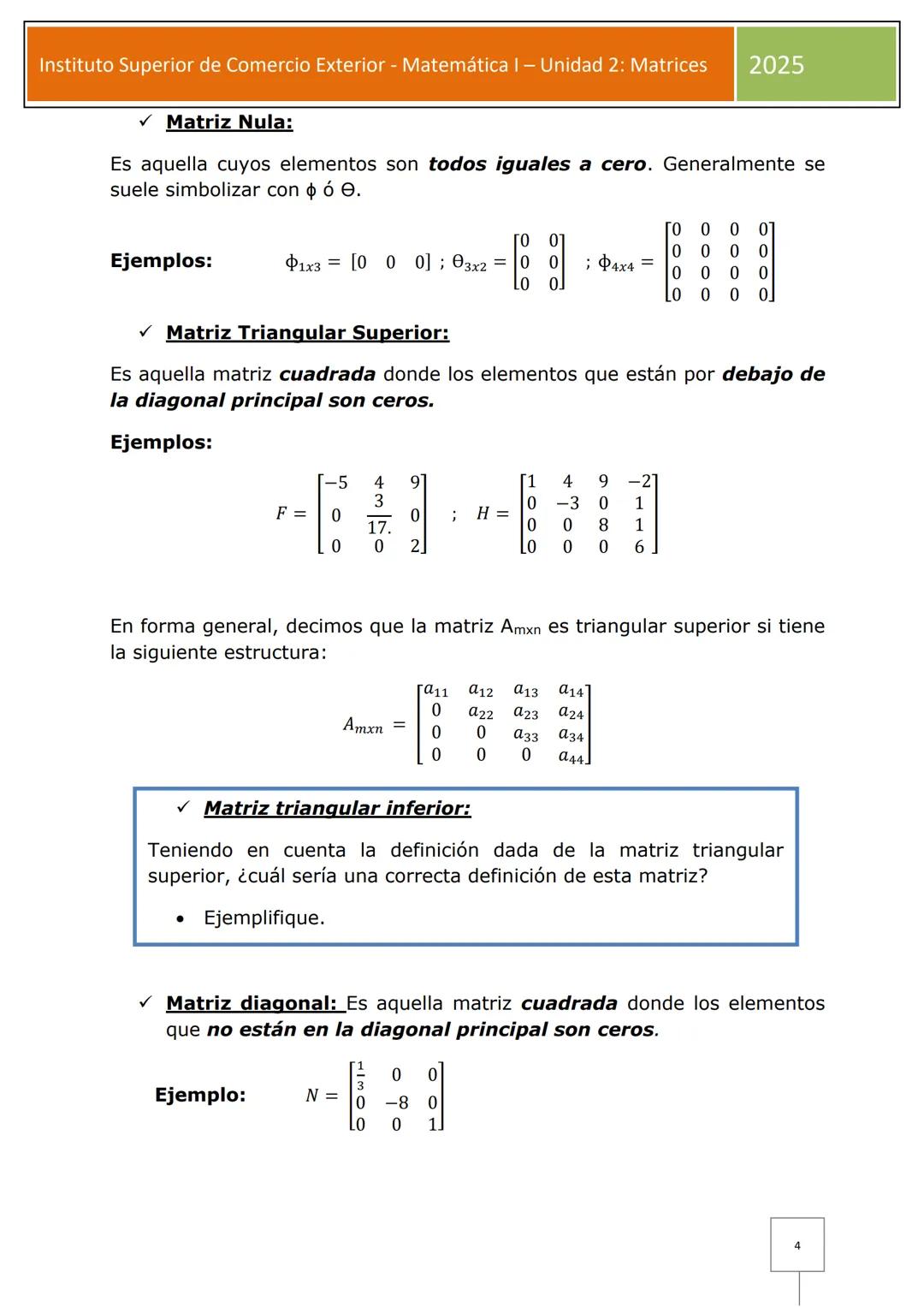 Instituto Superior de Comercio Exterior - Matemática I - Unidad 2: Matrices 2025
B
A
UNIDAD 2: MATRICES
?¿Qué es una matriz?
Una matriz de o
