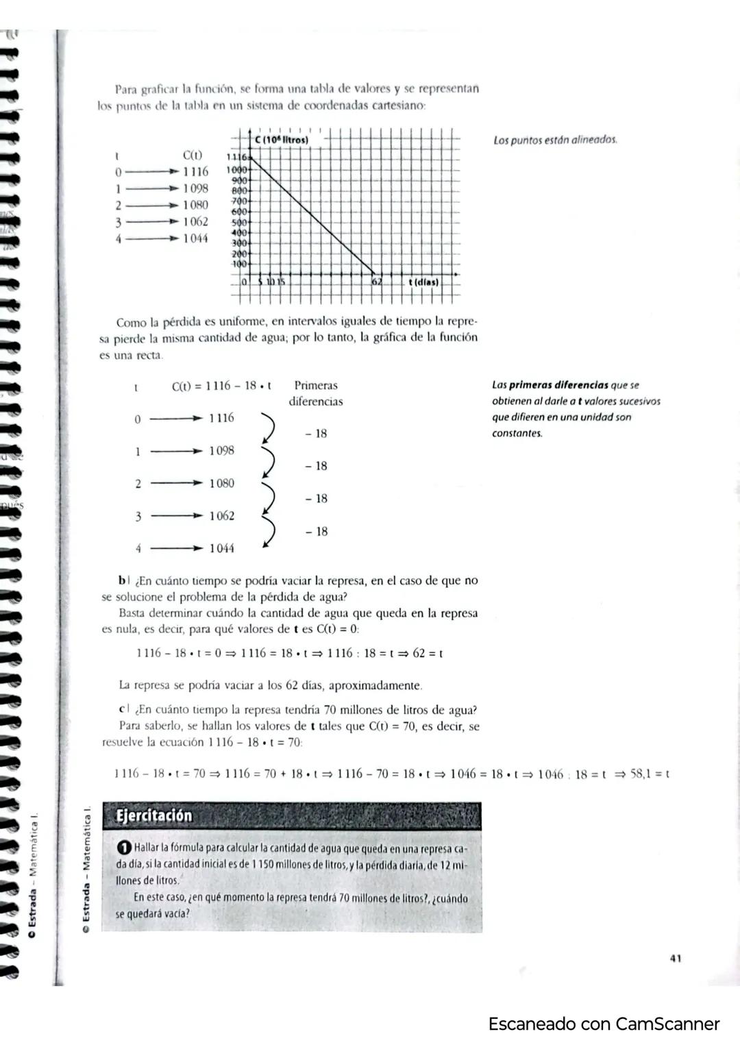 40
Funciones
y ecuaciones
Capítulo 2
Funciones lineales
Muchas situaciones de la realidad tienen un comportamiento que permite describirlas