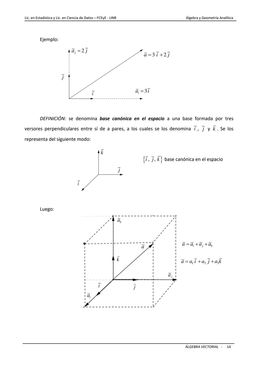 # ÁLGEBRA VECTORIAL
Universidad Nacional de Rosario
Facultad de Ciencias Económicas y Estadística
Carreras: Licenciatura en Estadística -