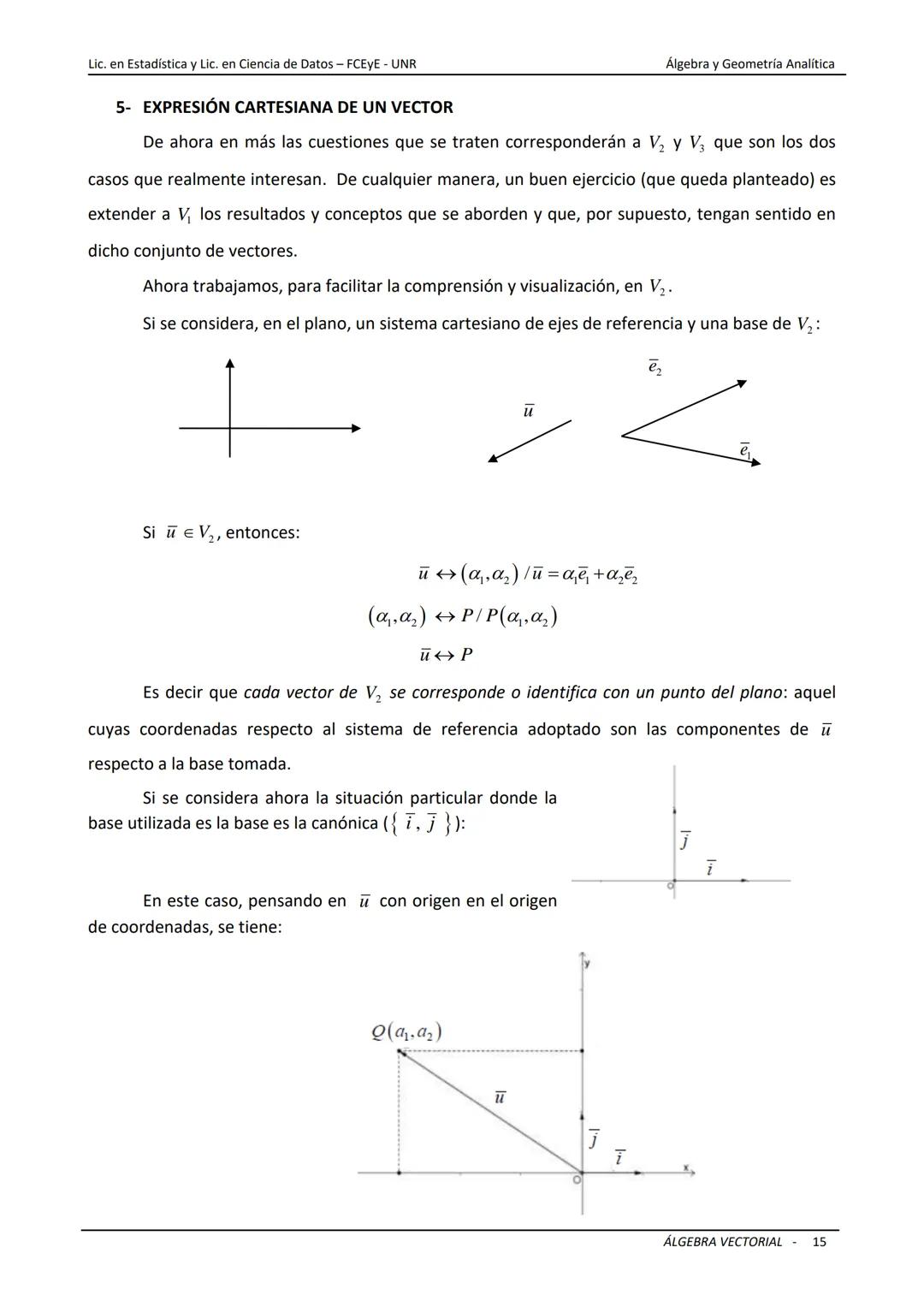 # ÁLGEBRA VECTORIAL
Universidad Nacional de Rosario
Facultad de Ciencias Económicas y Estadística
Carreras: Licenciatura en Estadística -