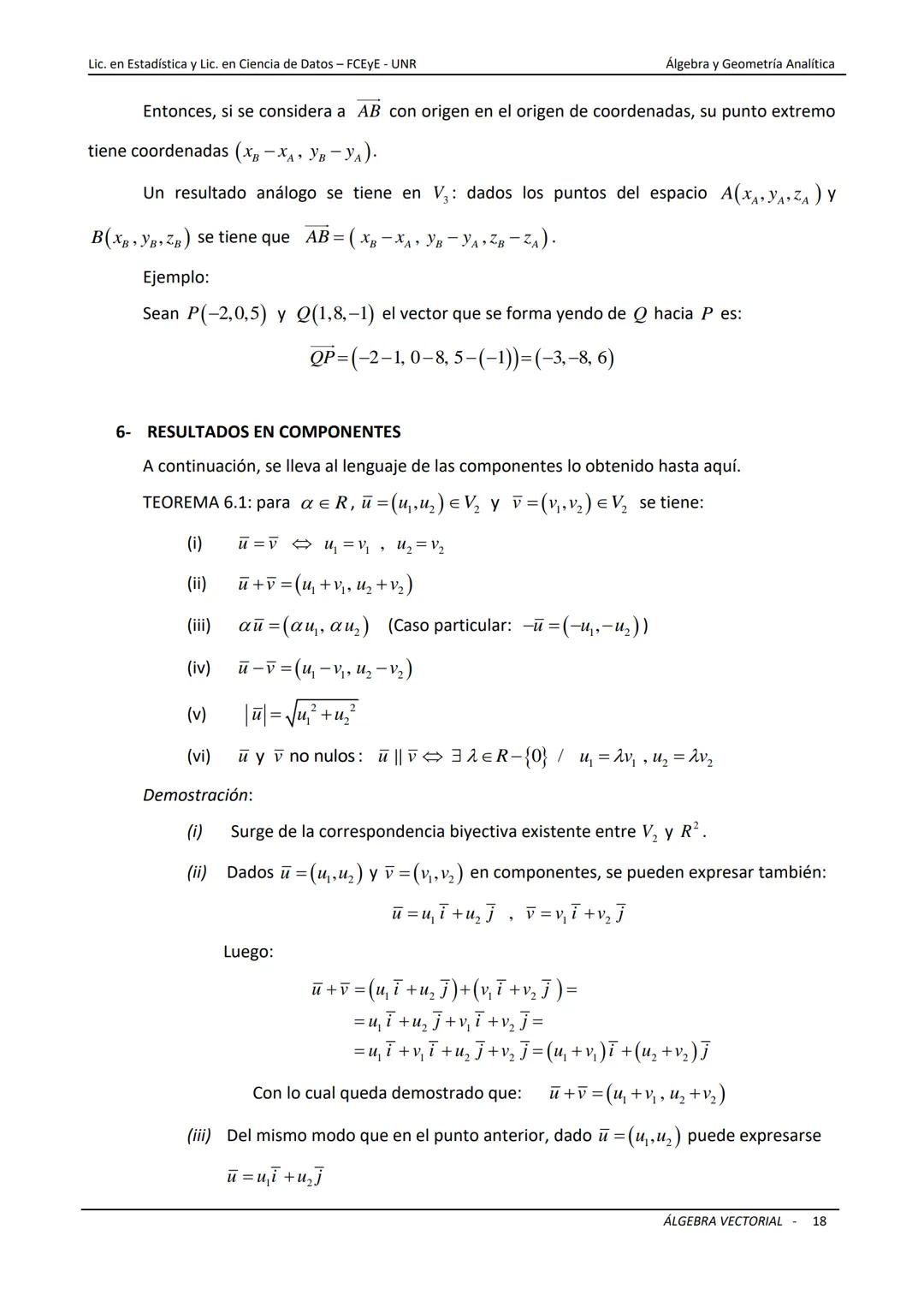 # ÁLGEBRA VECTORIAL
Universidad Nacional de Rosario
Facultad de Ciencias Económicas y Estadística
Carreras: Licenciatura en Estadística -